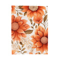 Orange Sunflower Pattern Velveteen Plush Blanket | Floral Fall Throw
