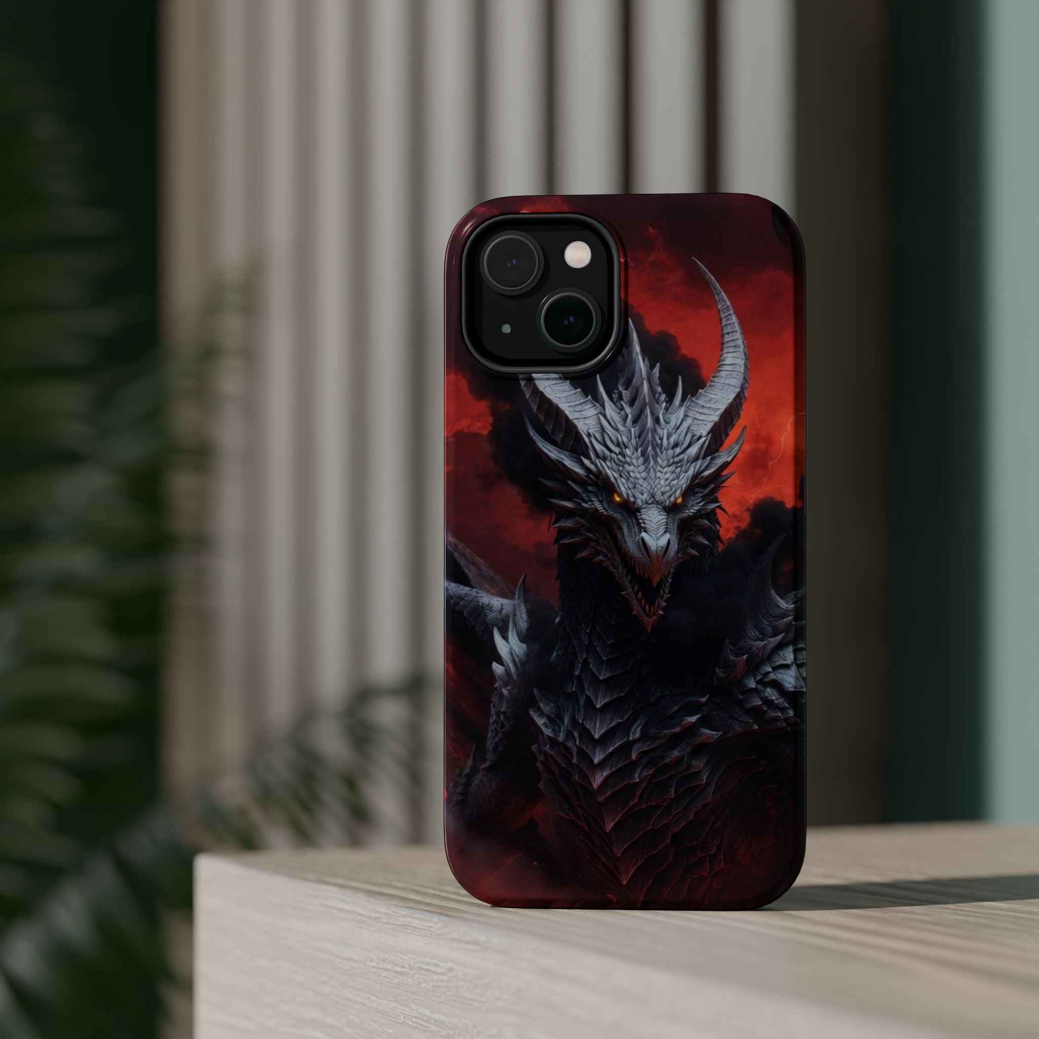 Dark Red Dragon Illustration Phone Case | Magnetic Impact-Resistant Case