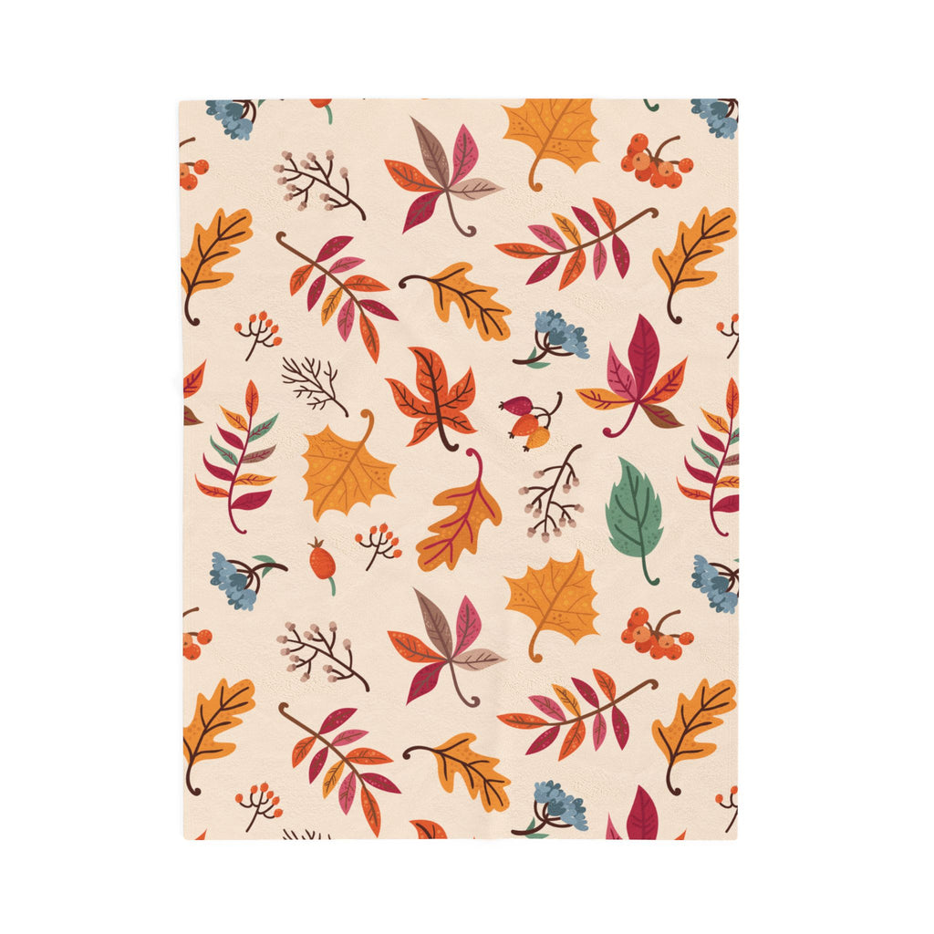 Autumn Leaves Pattern Velveteen Plush Blanket | Fall Leaves Throw
