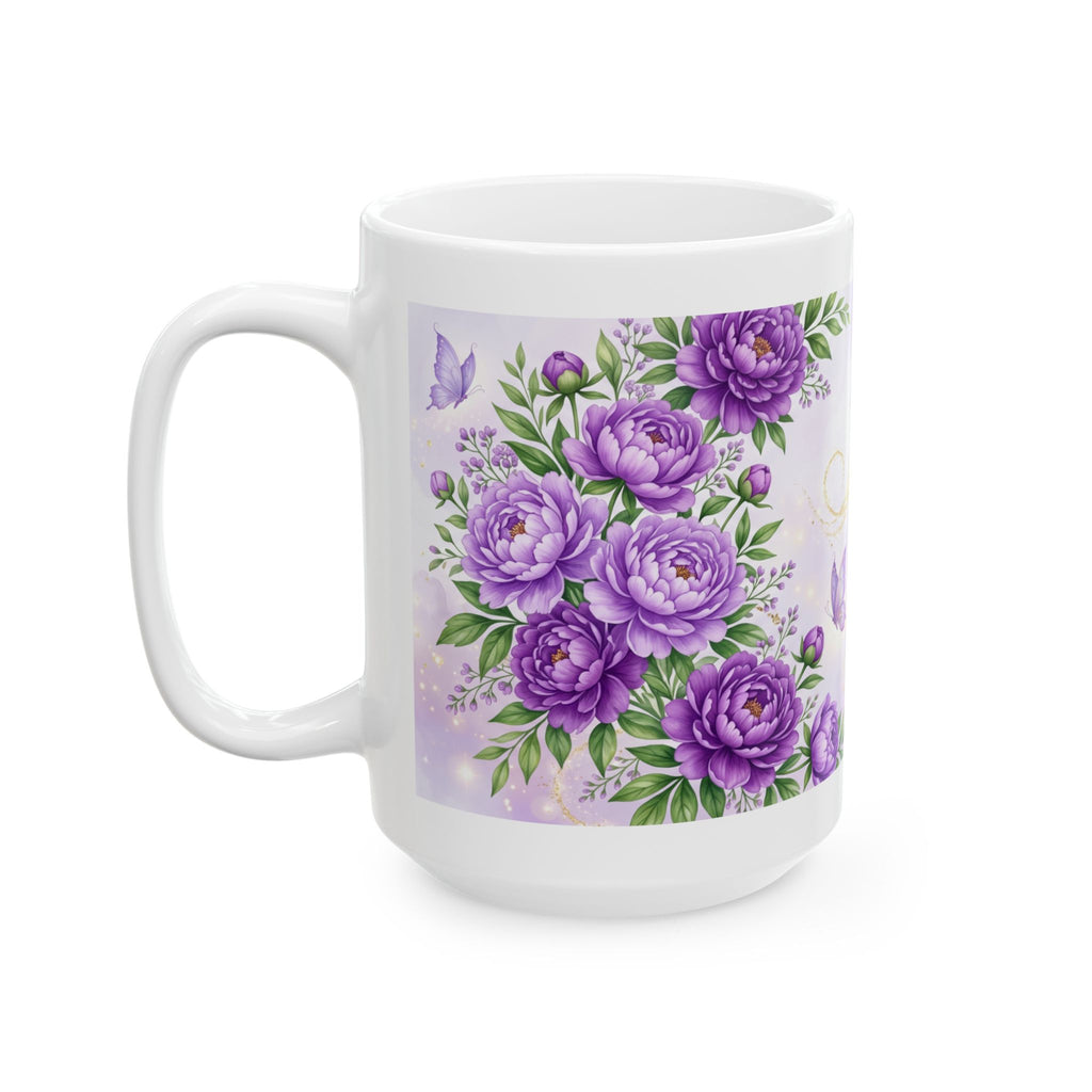 Faith does not make things easy ceramic mug | Purple floral butterflies inspirational quote