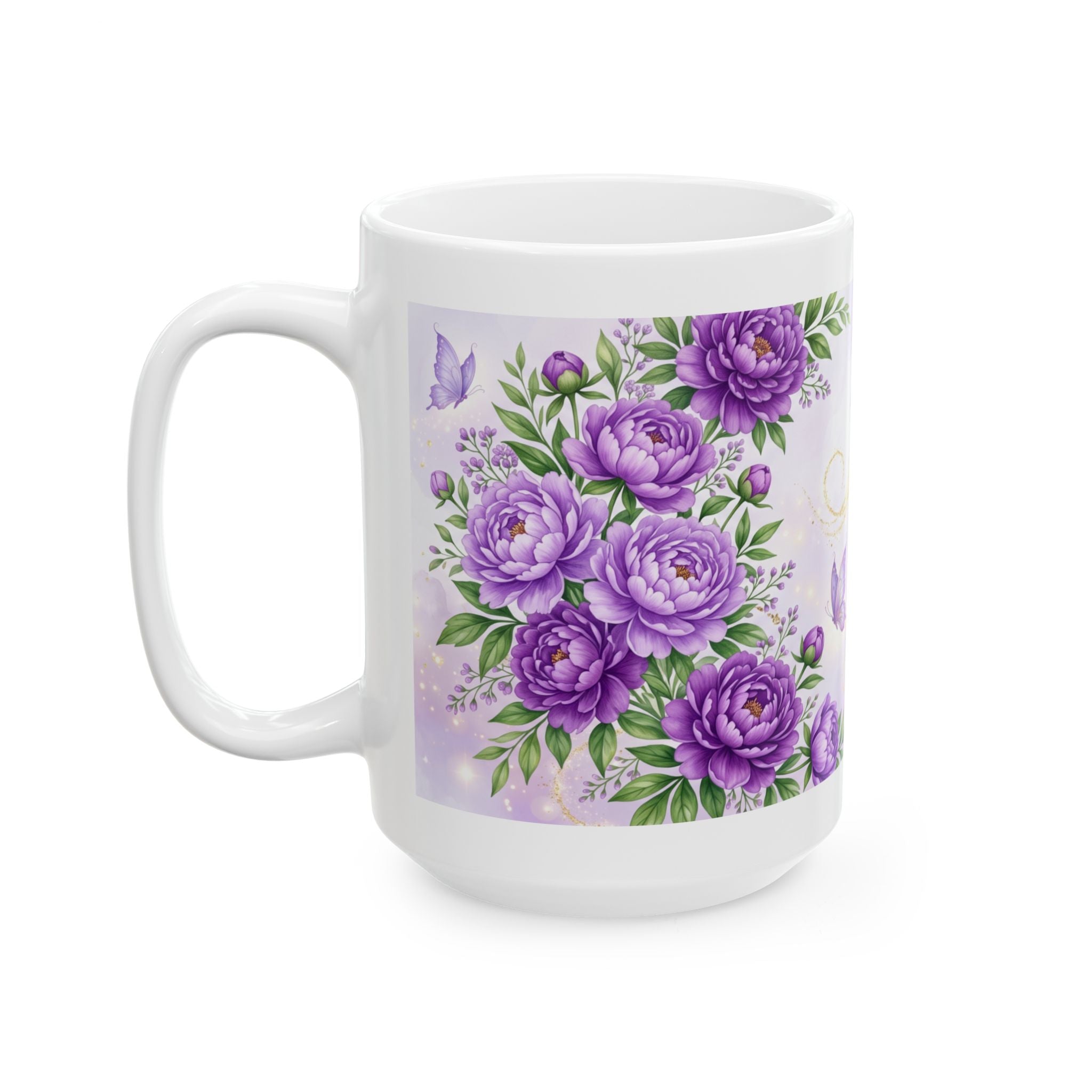 Faith does not make things easy ceramic mug | Purple floral butterflies inspirational quote