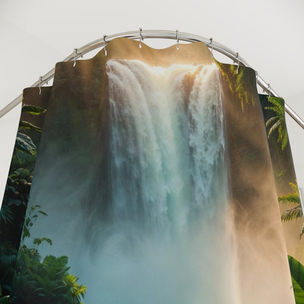 Tropical Waterfall Shower Curtain | Jungle Falls Bathroom Decor