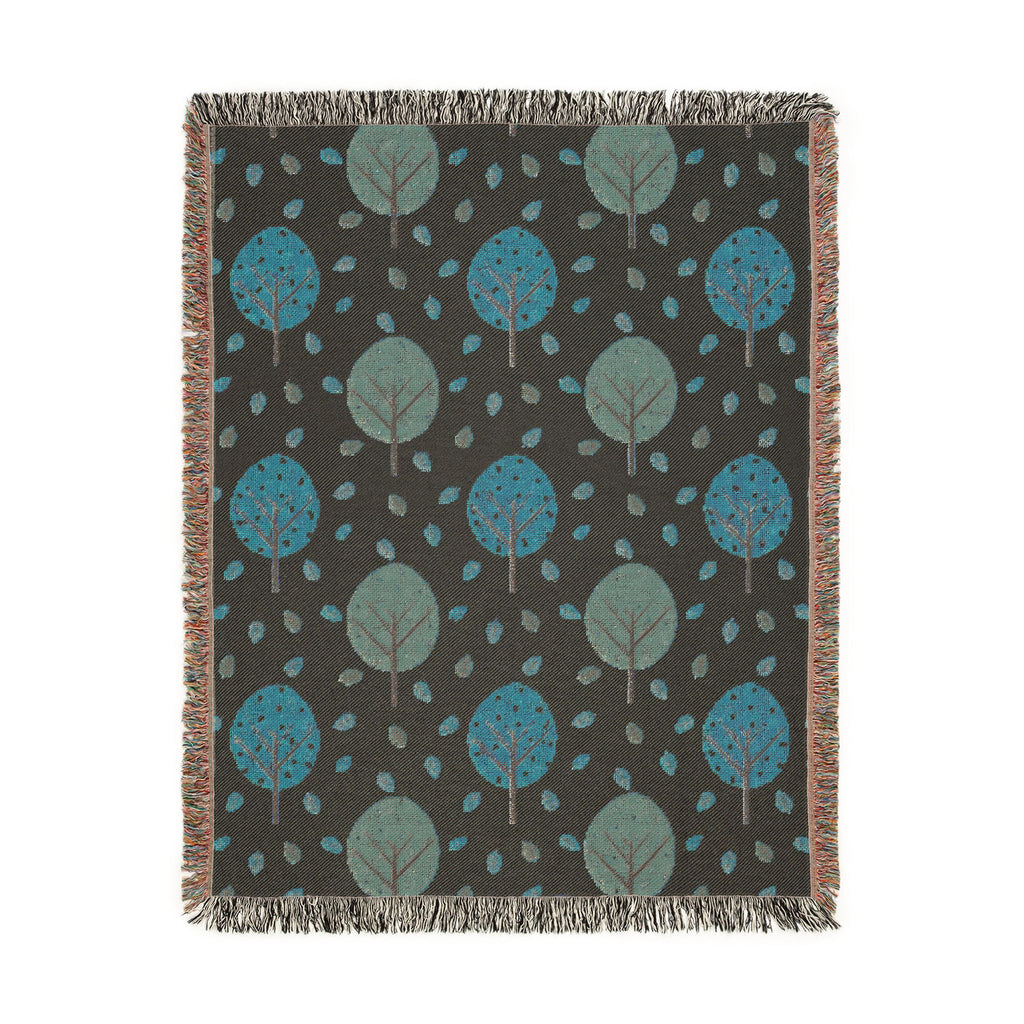 Autumn Forest Scene Woven Blanket | Fall Tree Landscape Throw