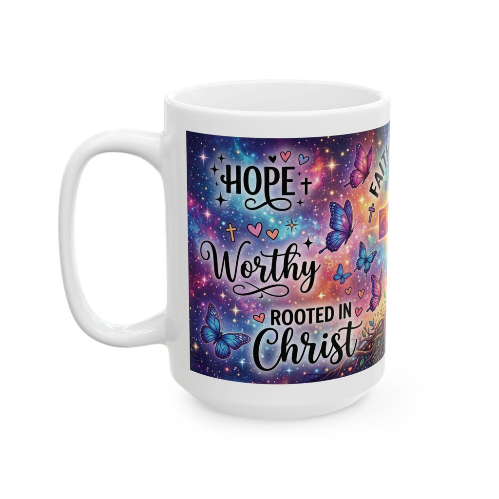 Faith Over Fear cross mug | Christian mug, colorful cross, inspirational faith design