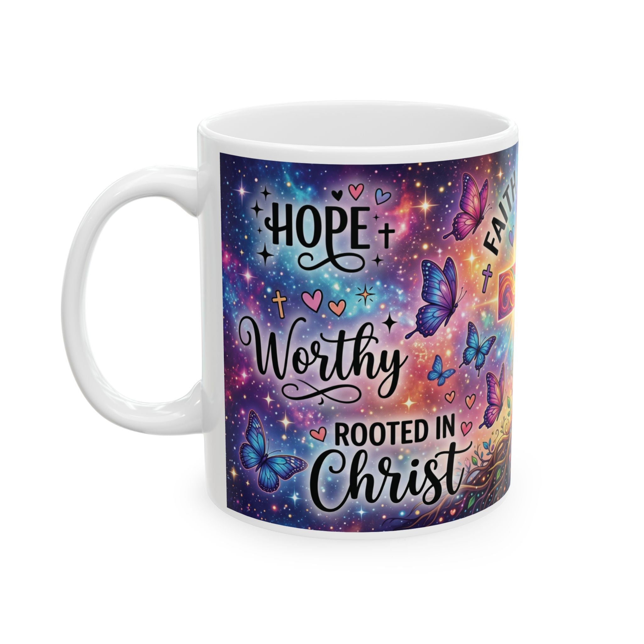 Faith Over Fear cross mug | Christian mug, colorful cross, inspirational faith design