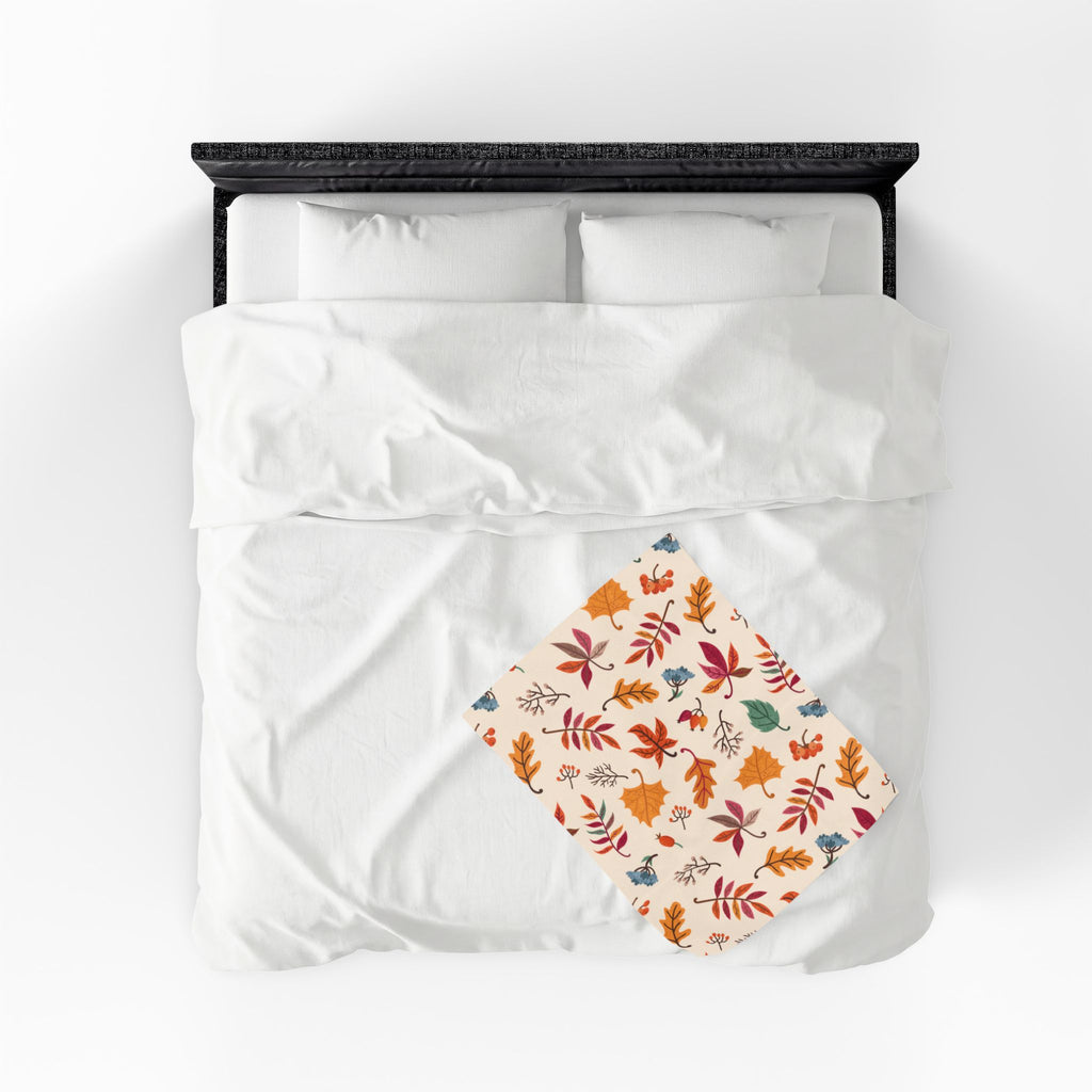 Autumn Leaves Pattern Velveteen Plush Blanket | Fall Leaves Throw