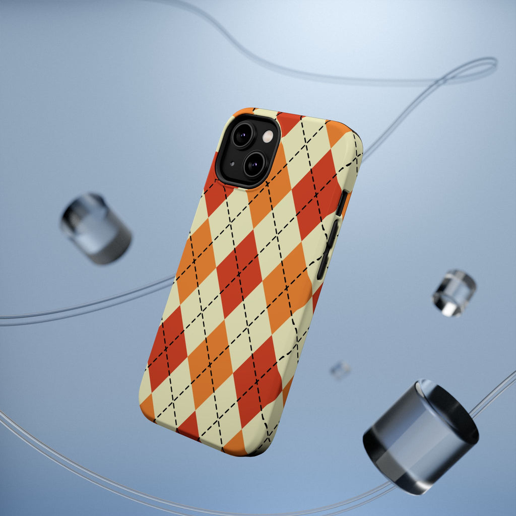 Orange Argyle Phone Case | Magnetic Impact-Resistant Case