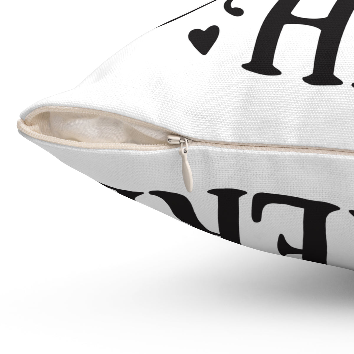 Chill Here pillow | Script typography, black hearts, decorative throw pillow