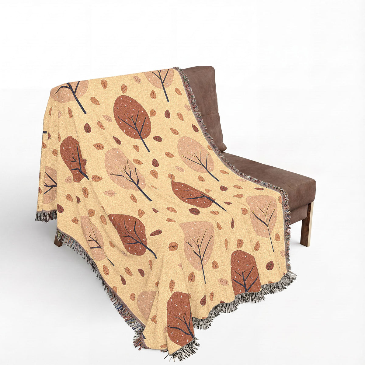 Autumn Forest Scene Woven Blanket | Fall Tree Landscape Throw