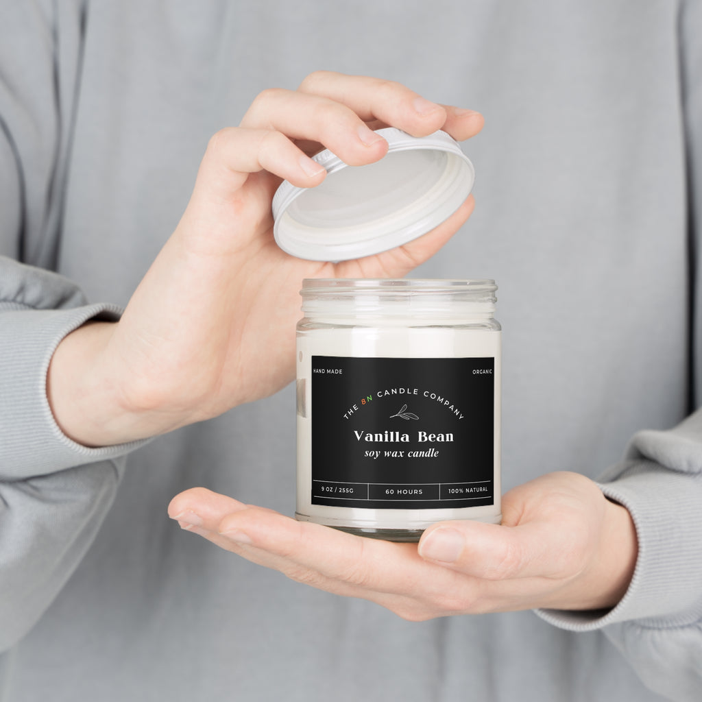 Vanilla Bean Soy Candle 9oz | Scented Candle with White Lid