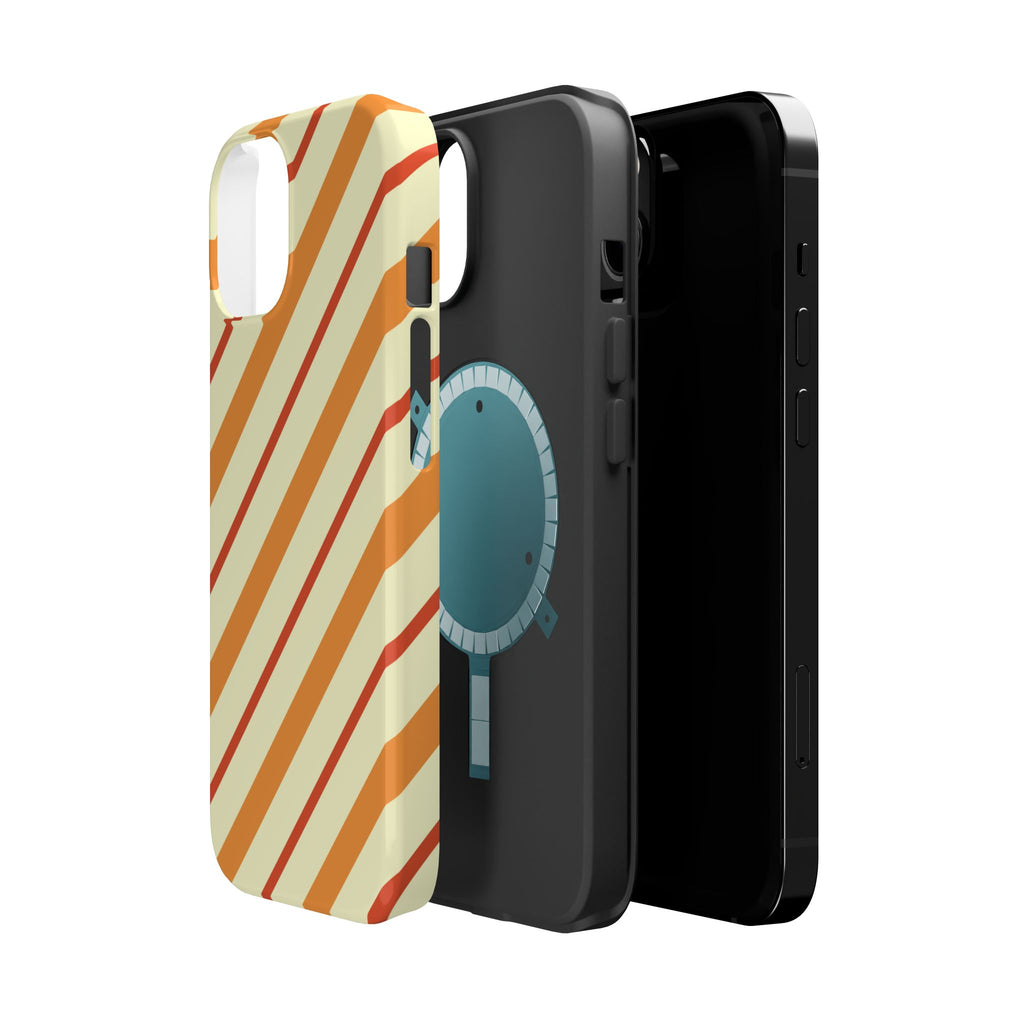 Retro Orange Diagonal Stripes Phone Case | Magnetic Impact-Resistant Case