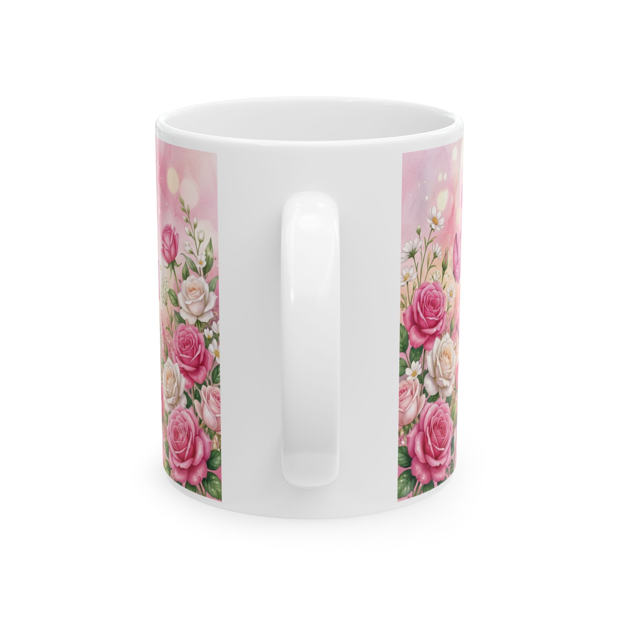 Faith Over Fear cross ribbon floral mug | Ceramic Coffee Mug