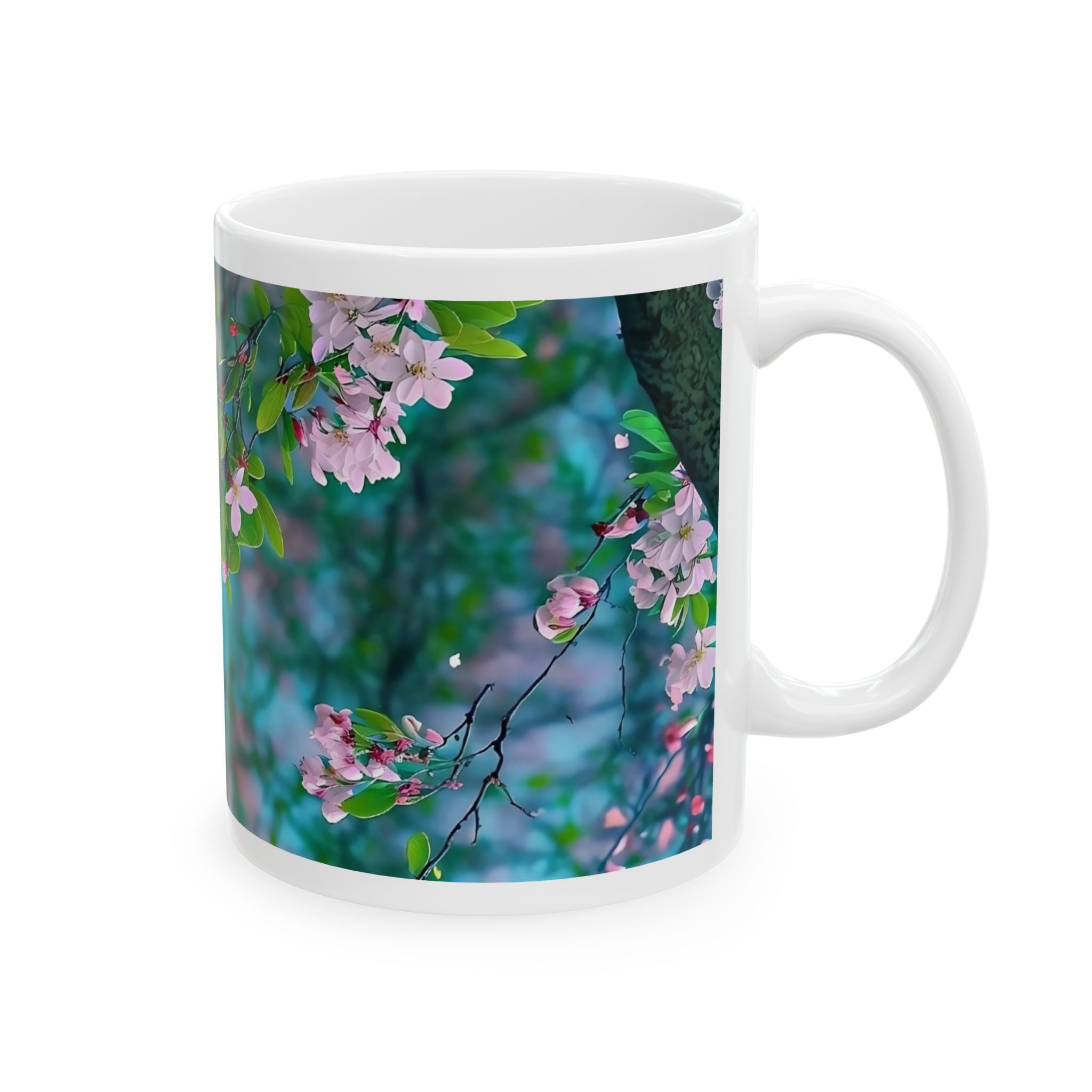 Blossom Branch Ceramic Mug — Pink Spring Flowers Coffee Cup (11oz & 15oz)