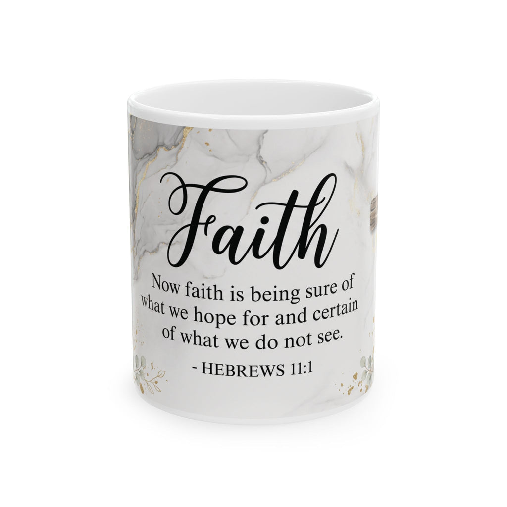 Faith Scripture Mug | Hebrews 11:1 Marble Floral Ceramic Mug