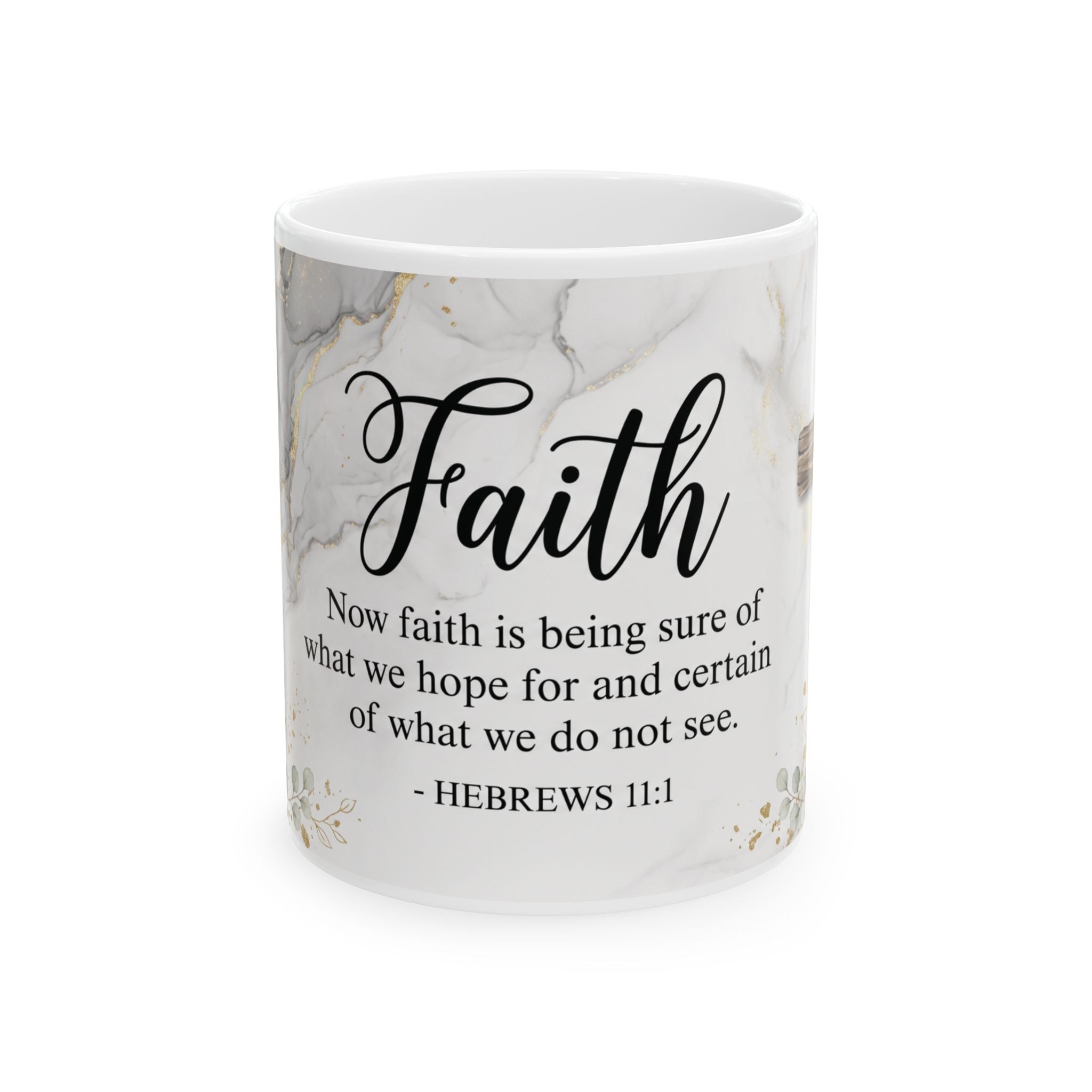 Faith Scripture Mug | Hebrews 11:1 Marble Floral Ceramic Mug