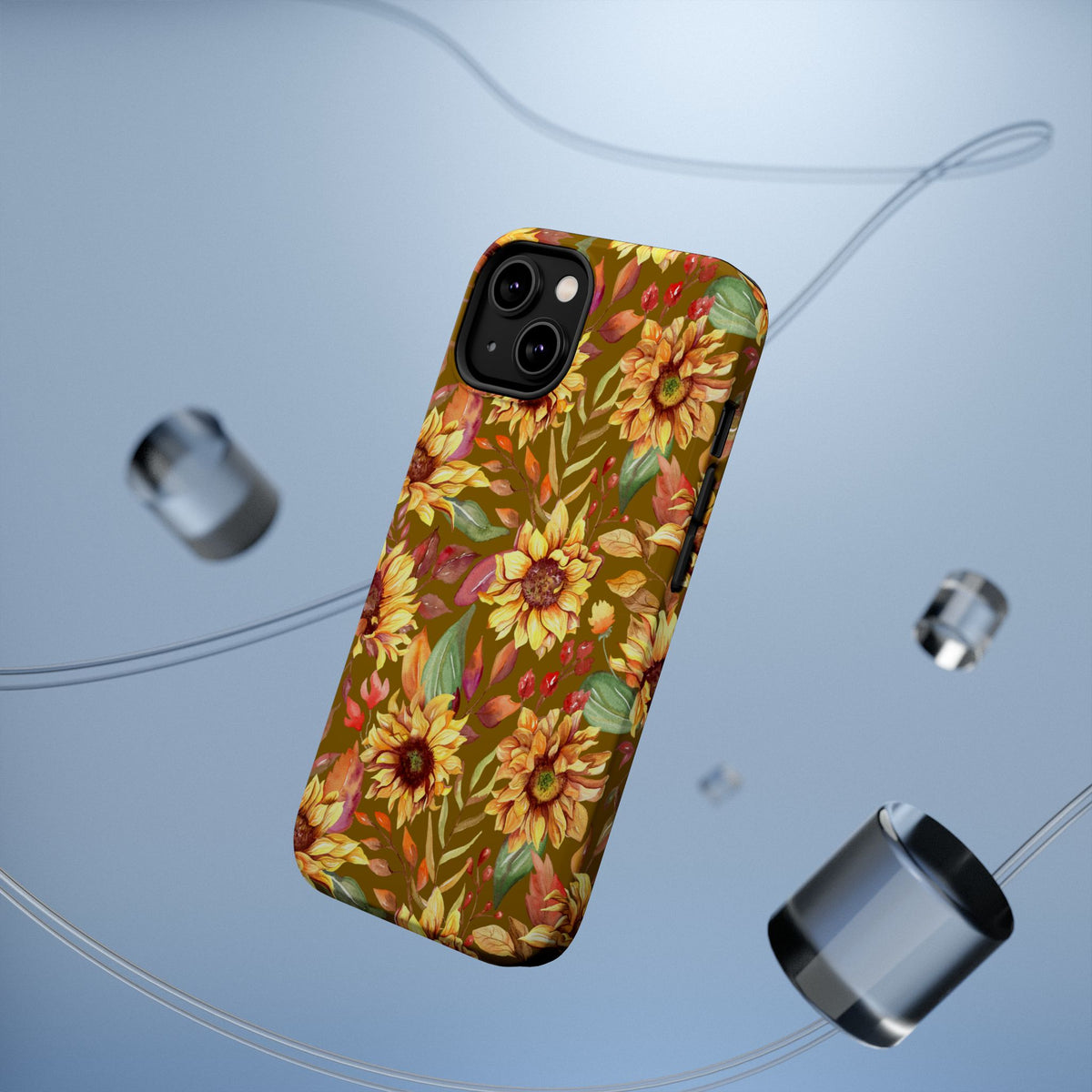 Vintage Sunflower Pattern Phone Case | Magnetic Impact-Resistant Case