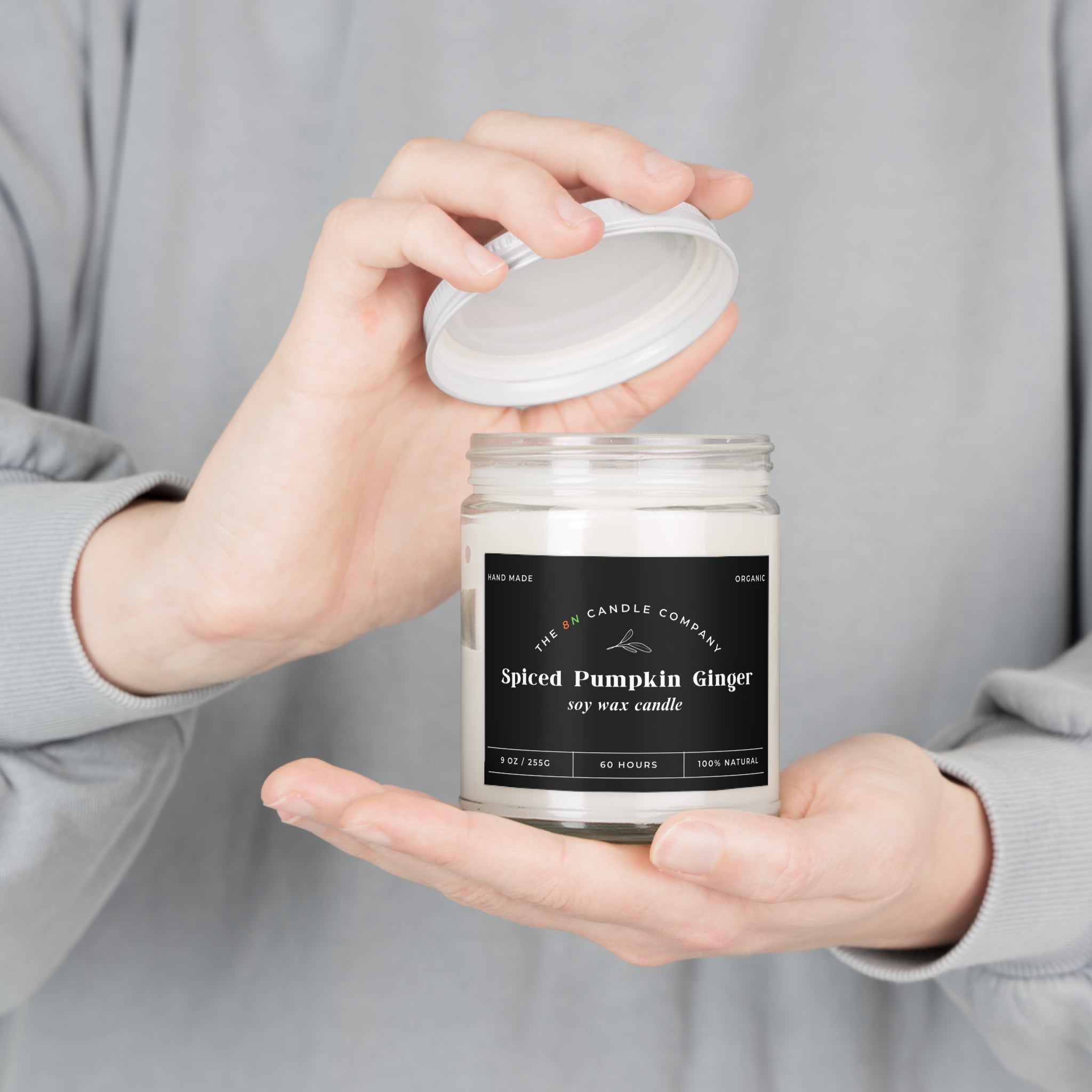 Spiced Pumpkin Ginger Candle 9oz Soy Jar | White Lid
