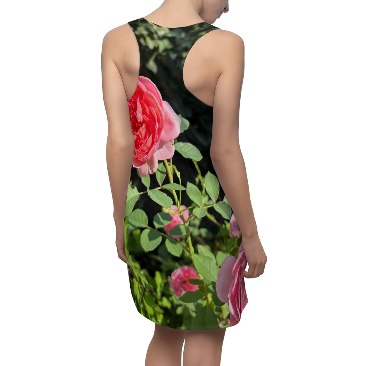 Pink Rose Garden Racerback Dress | Floral All-Over Print