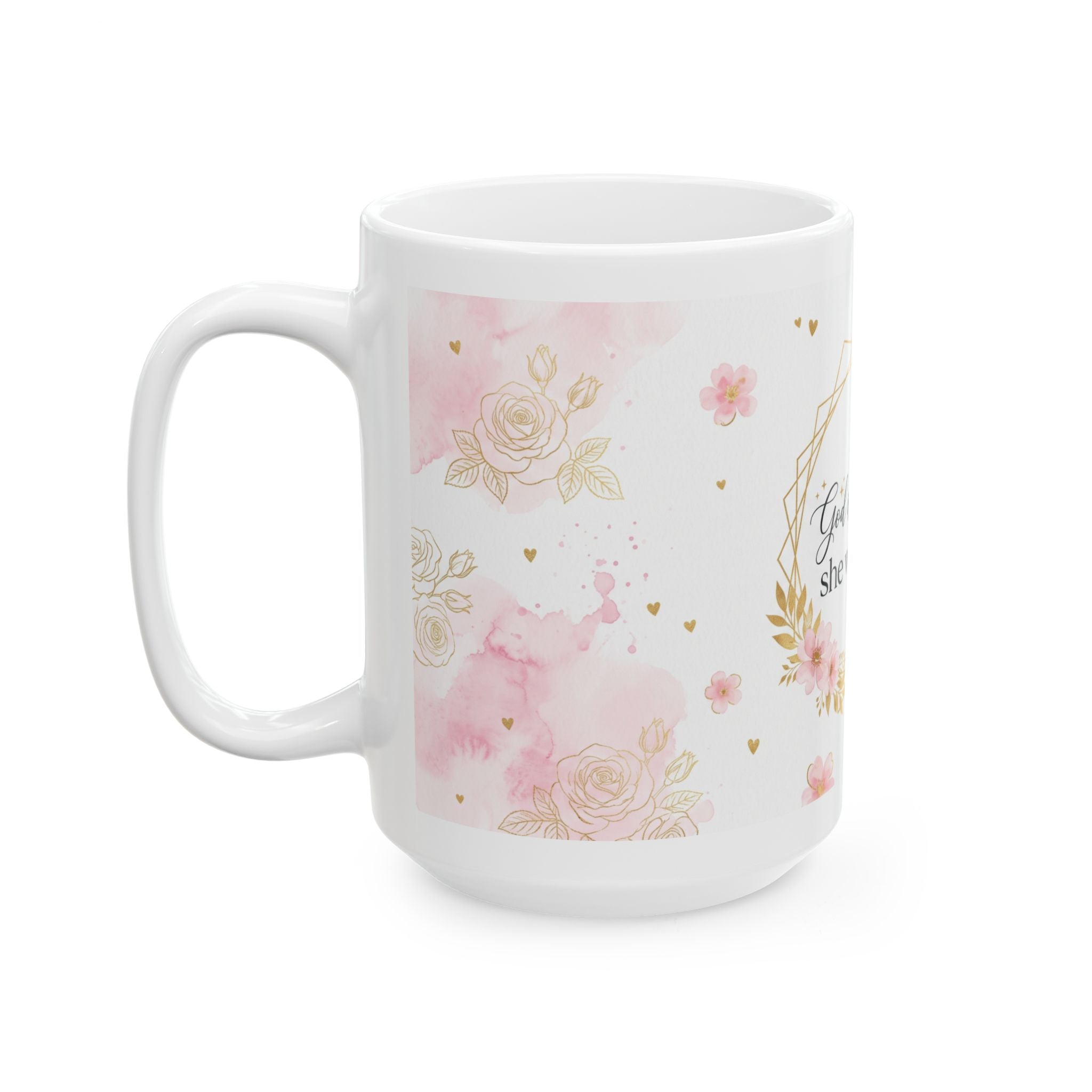 God Is Within Her Floral Scripture Mug | Inspirational Ceramic Mug