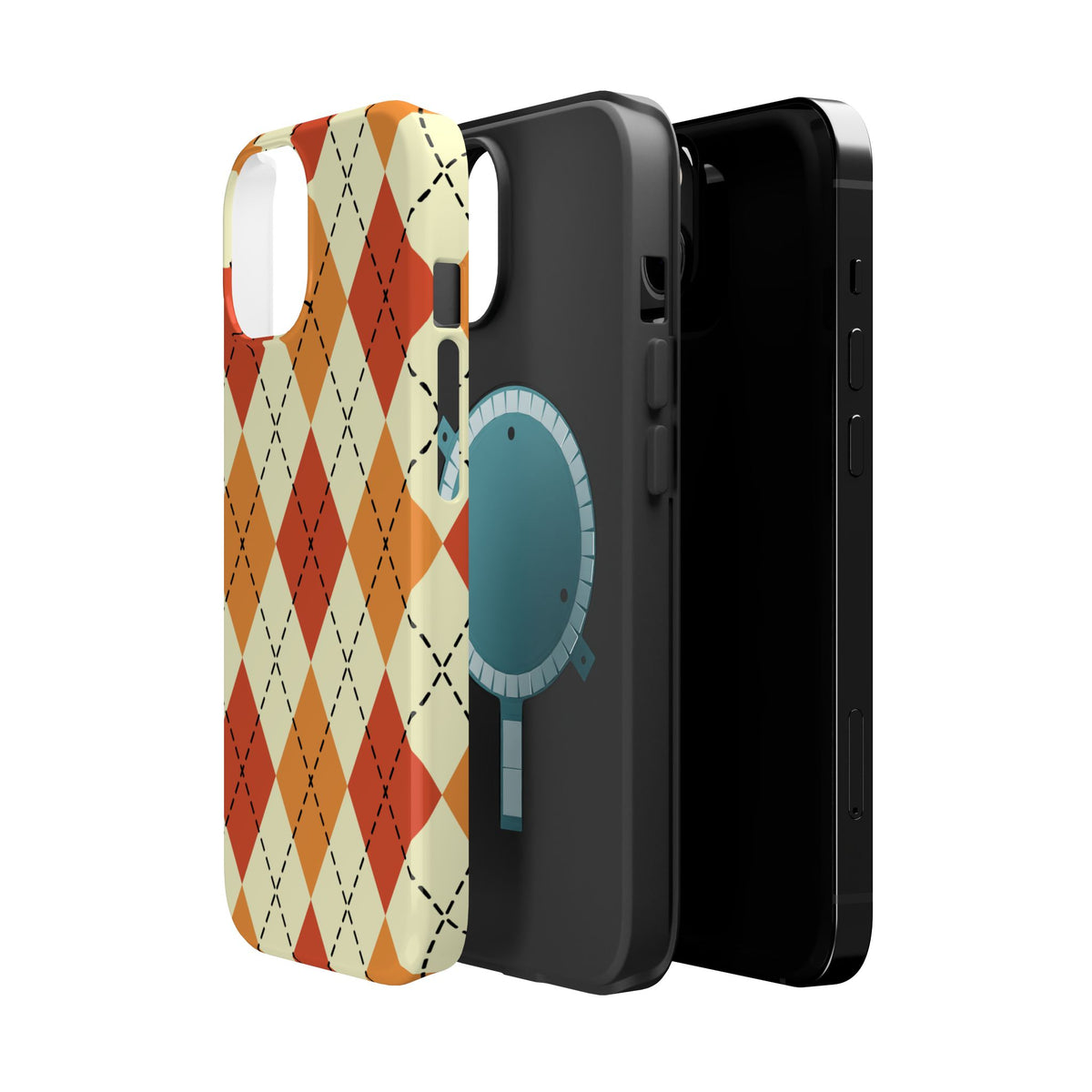 Orange Argyle Phone Case | Magnetic Impact-Resistant Case