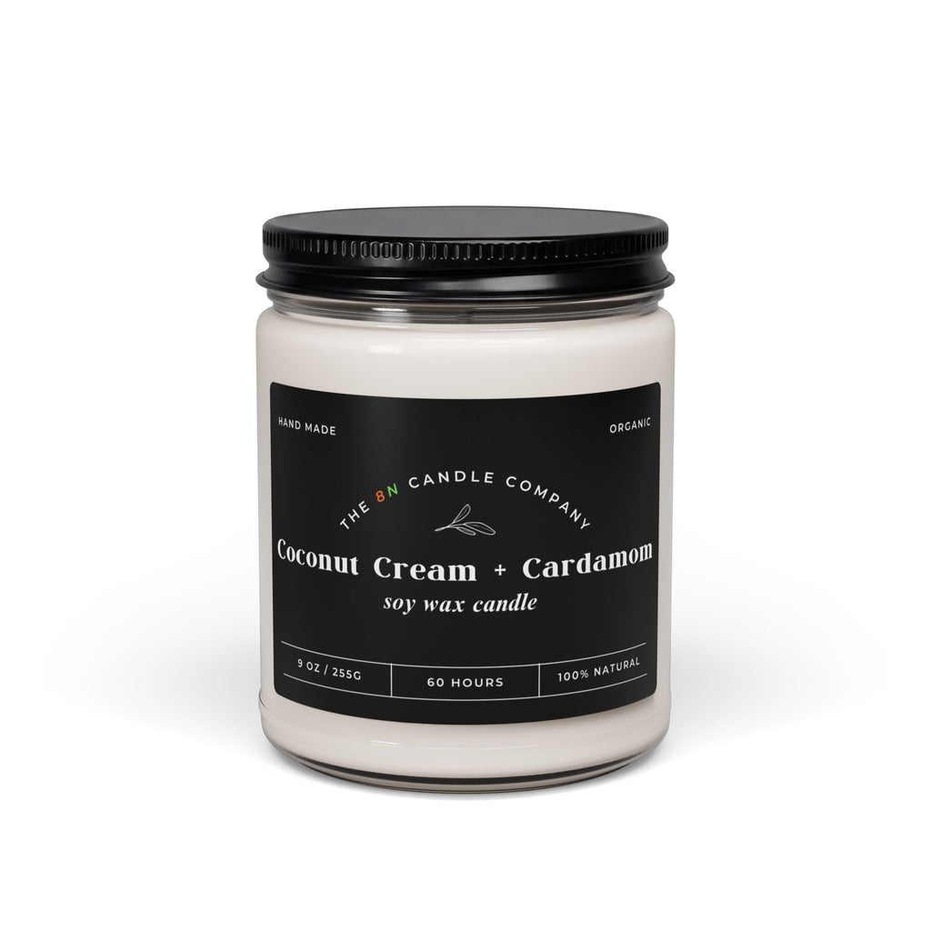 Coconut Cream Cardamom soy candle, 9oz Jar | Scented Soy Candle