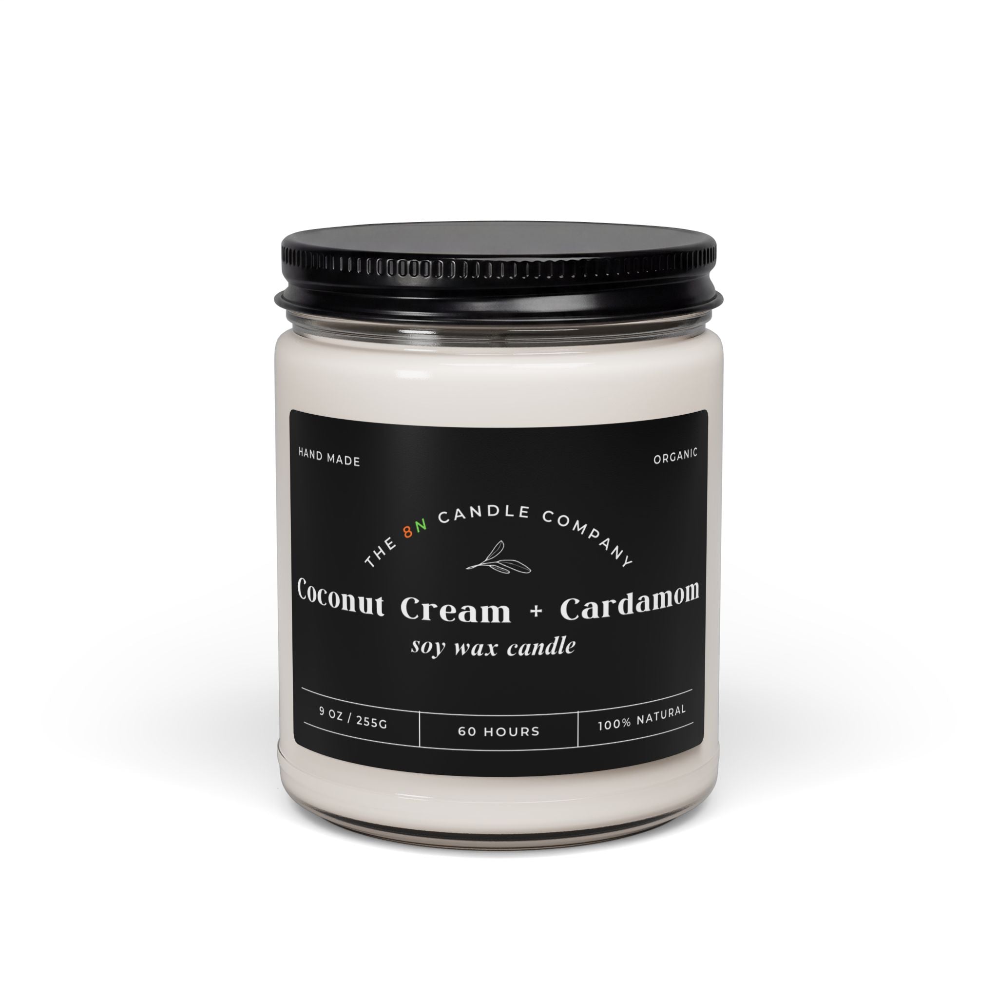 Coconut Cream Cardamom soy candle, 9oz Jar | Scented Soy Candle