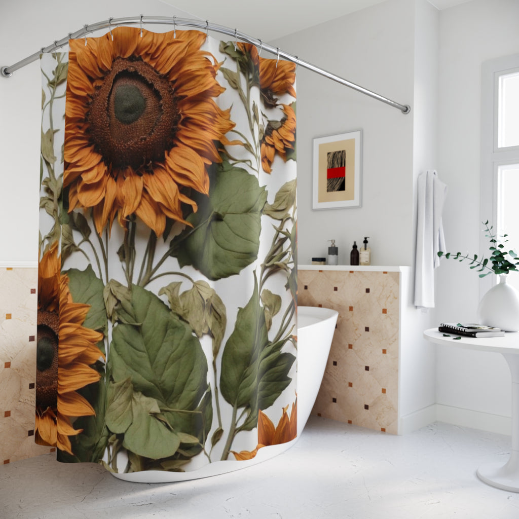 Sunflower Floral Pattern Shower Curtain