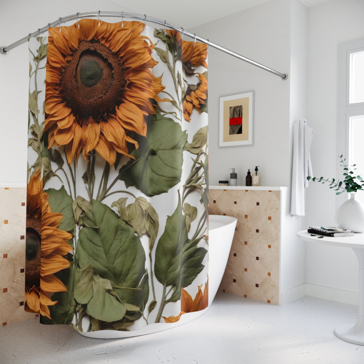 Sunflower Floral Pattern Shower Curtain