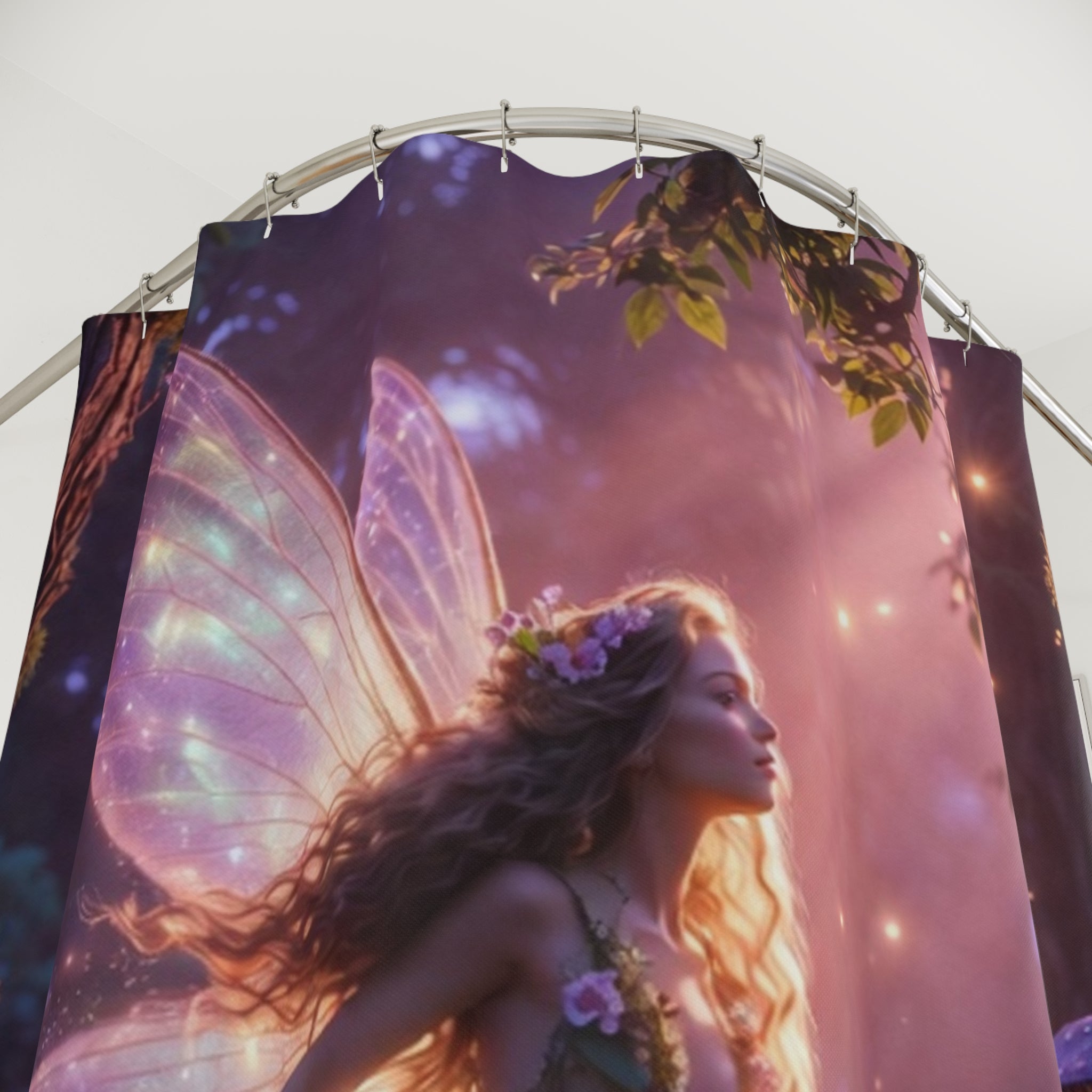 Enchanted Fairy Forest Shower Curtain | Magical Woodland Pixie Bathroom Decor