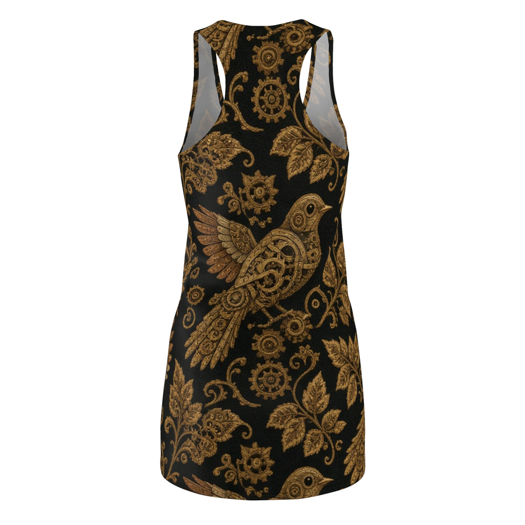 Golden Ornate Bird Racerback Dress | Floral Paisley Pattern