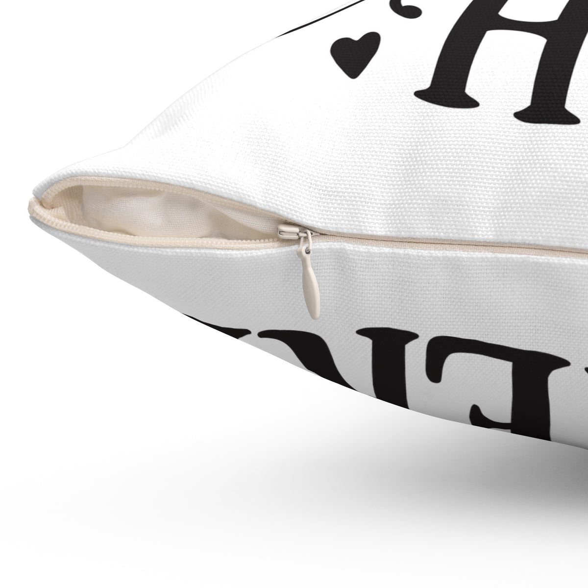 Chill Here pillow | Script typography, black hearts, decorative throw pillow