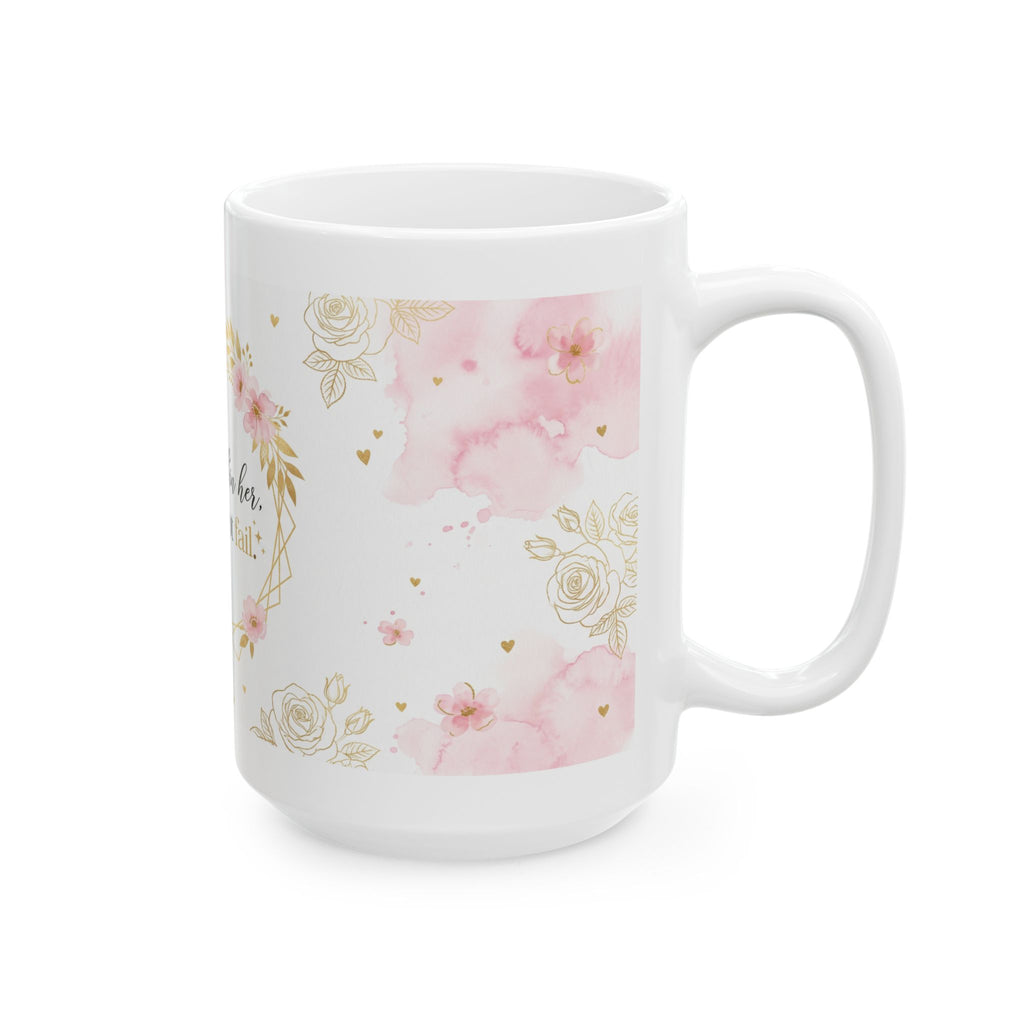 God Is Within Her floral wreath Mug | Scripture coffee mug, pink gold design