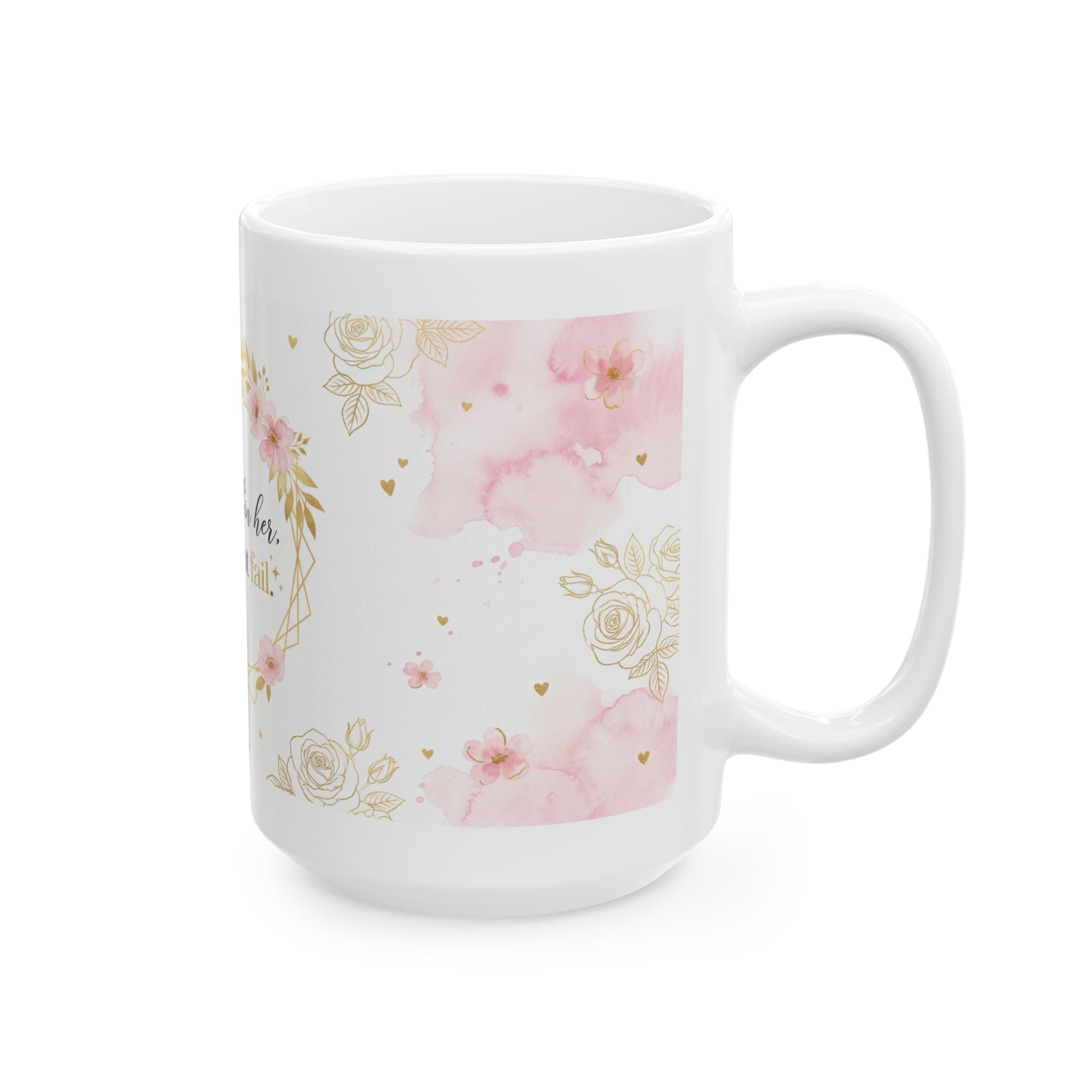 God Is Within Her floral wreath Mug | Scripture coffee mug, pink gold design
