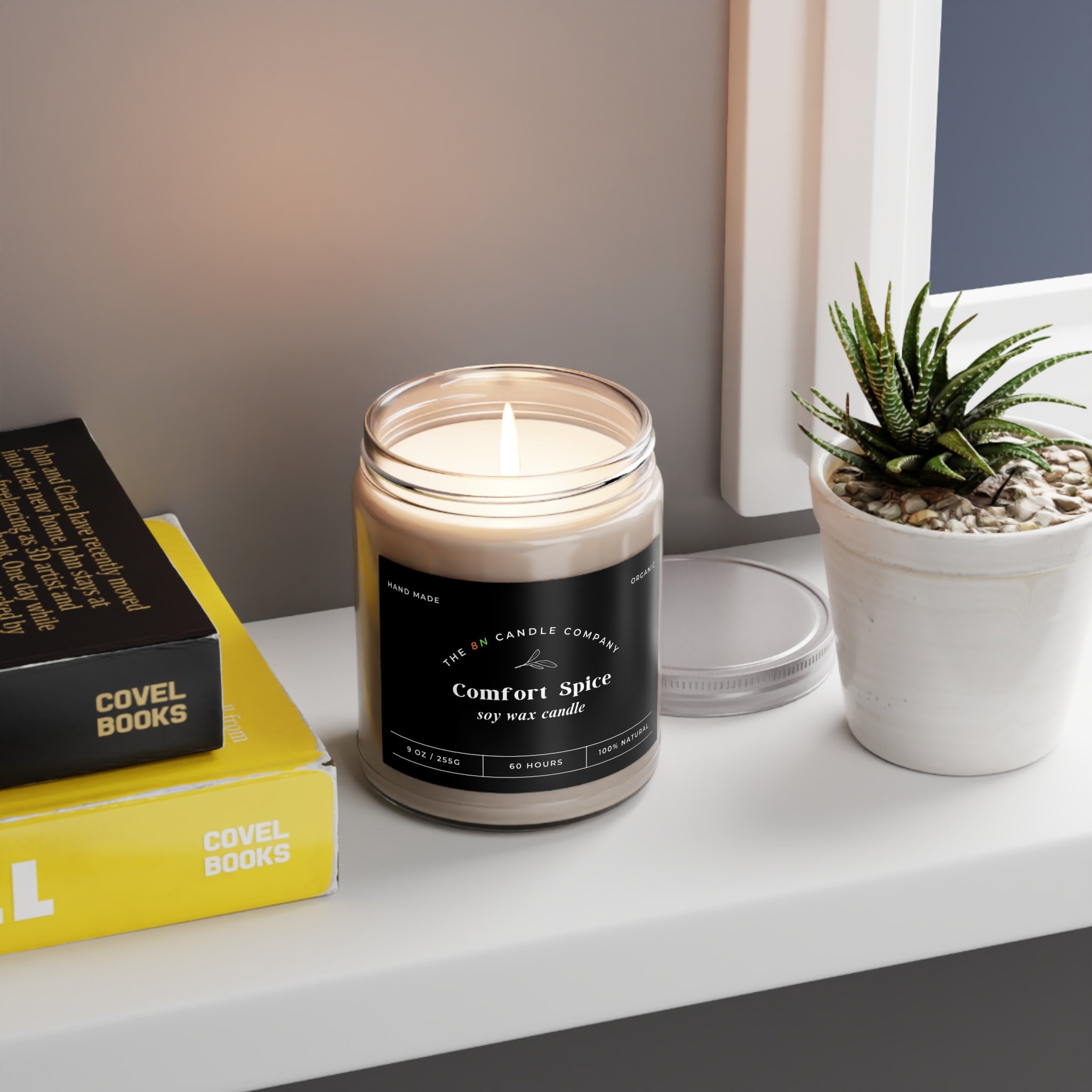 Comfort Spice Candle 9oz soy wax jar | Scented Candle with White Lid
