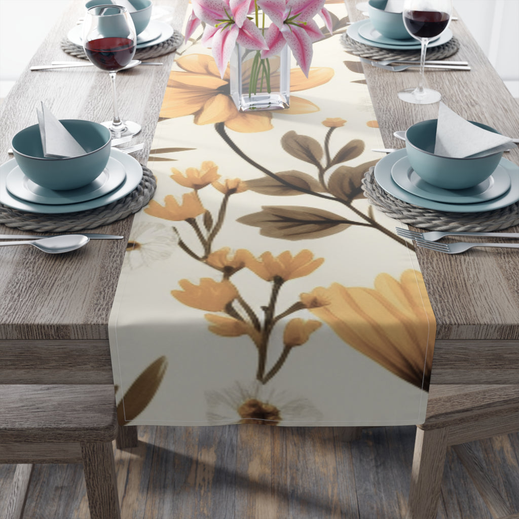 Golden Floral Branches Table Runner