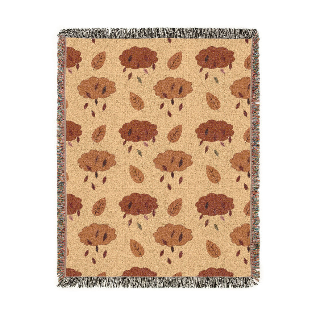 Autumn Leaf Pattern Woven Blanket | Fall Leaves Throw