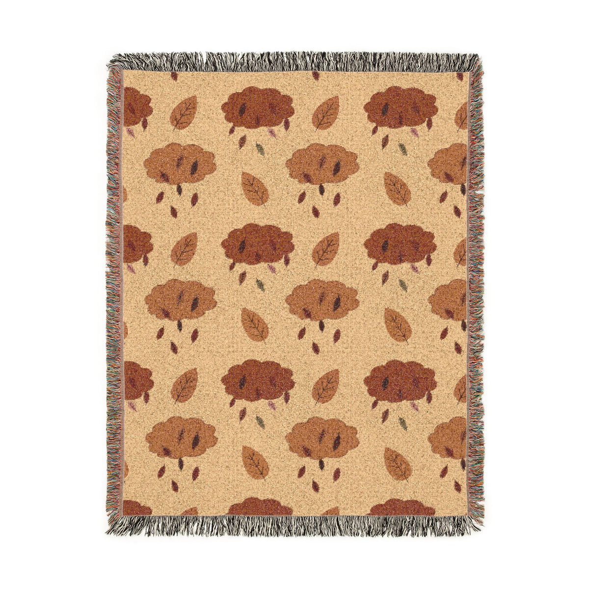 Autumn Leaf Pattern Woven Blanket | Fall Leaves Throw
