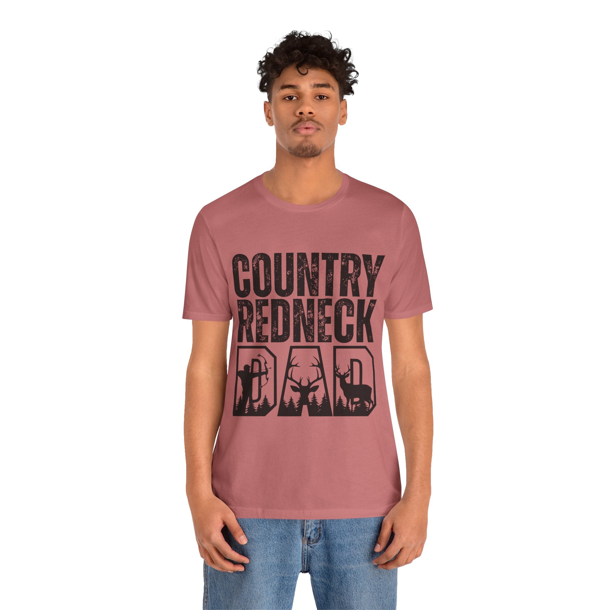 Country Redneck Dad Tee | Silhouette Trucker Boots Deer Hunting Design