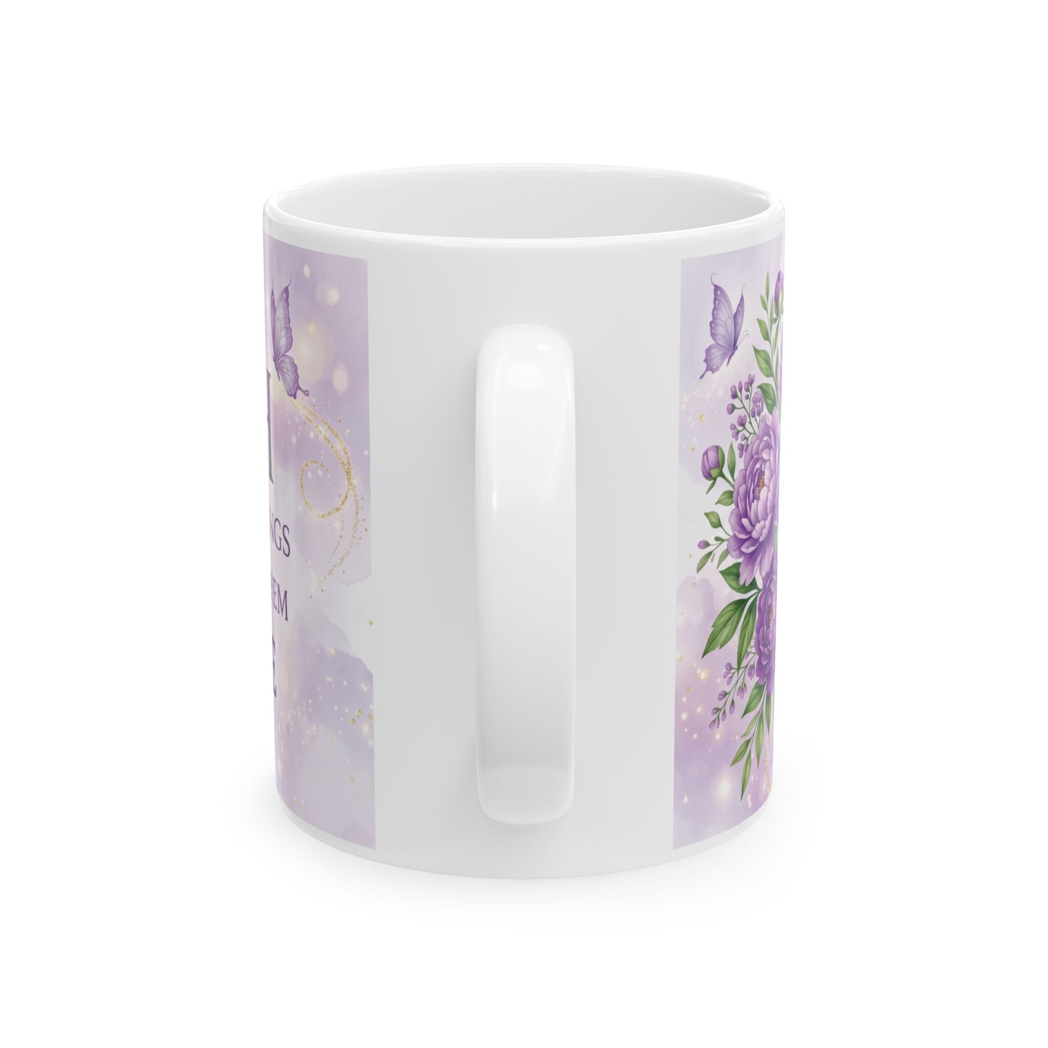 Faith Inspirational Quote Mug | Purple Floral Butterfly Ceramic Mug