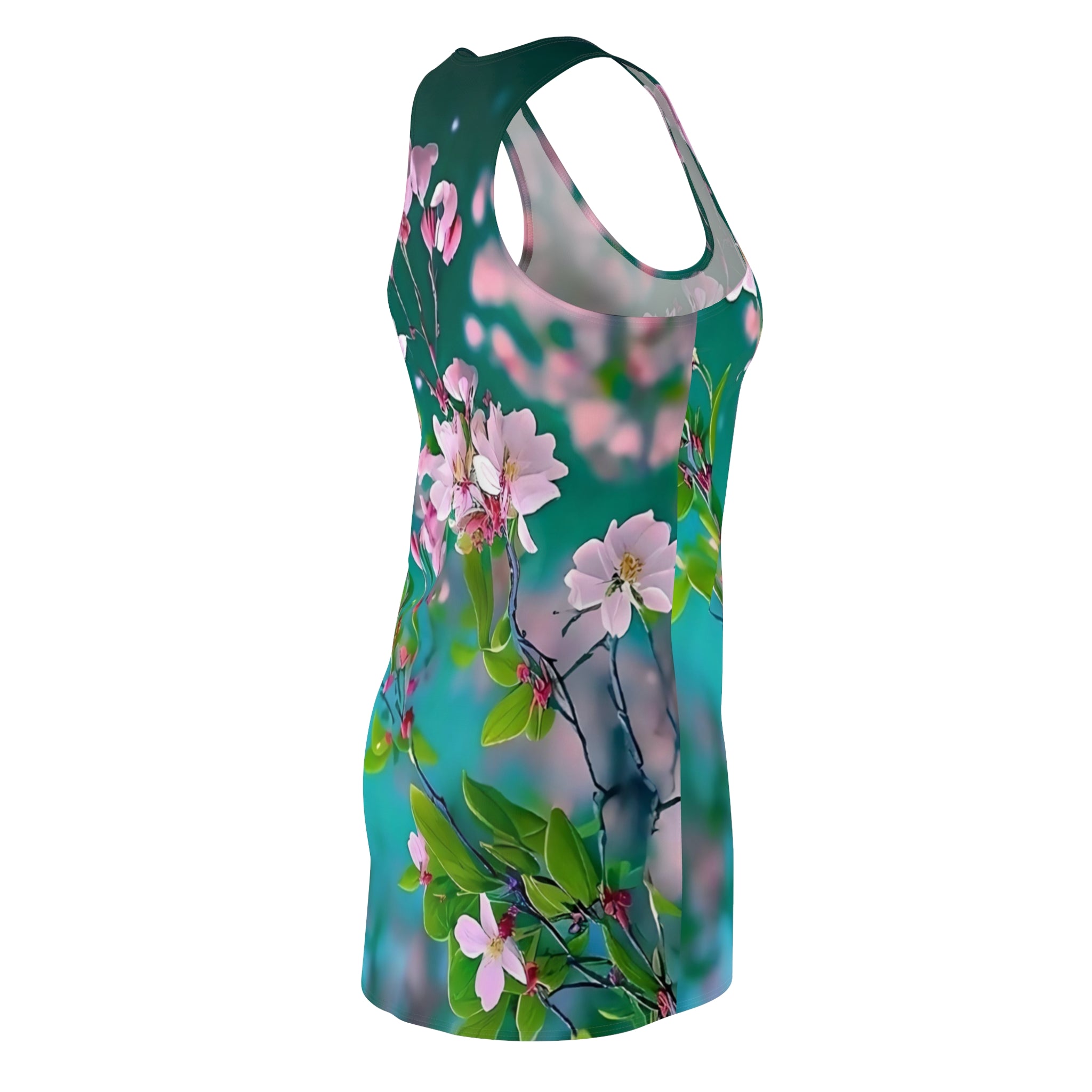 Cherry Blossom Floral Racerback Dress | All-Over Print Spring Flowers