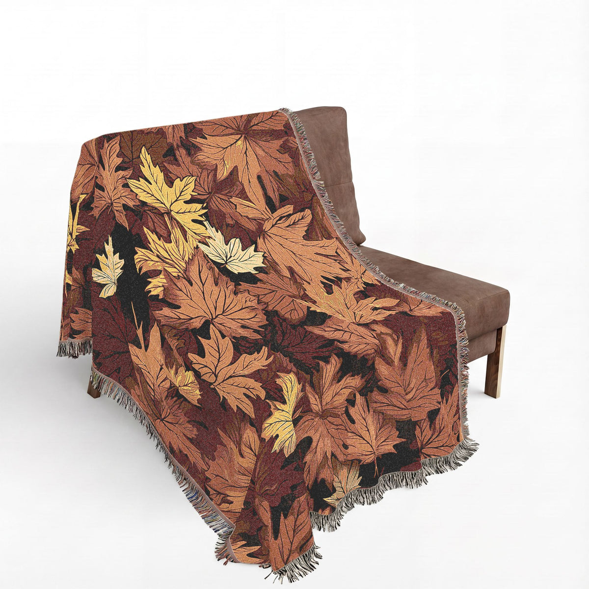Autumn Maple Leaves Woven Blanket | Fall Leaf Throw