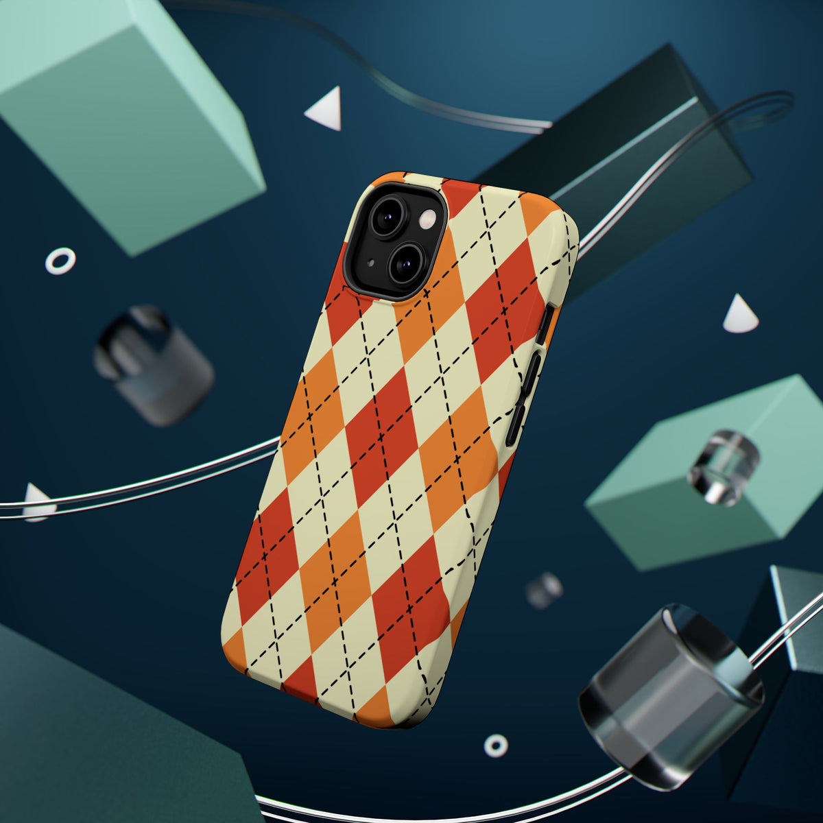 Orange Argyle Phone Case | Magnetic Impact-Resistant Case