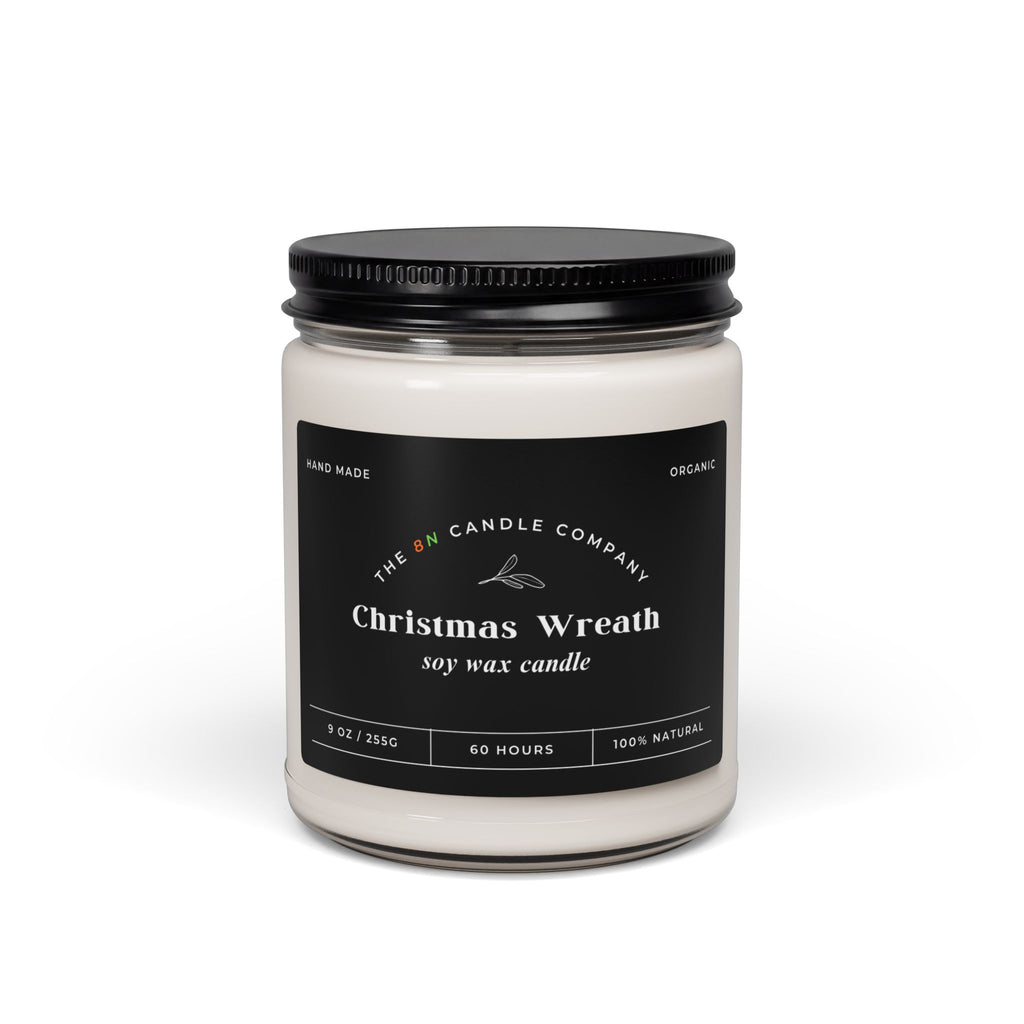 Christmas Wreath Soy Candle, 9oz | Scented Jar Candle