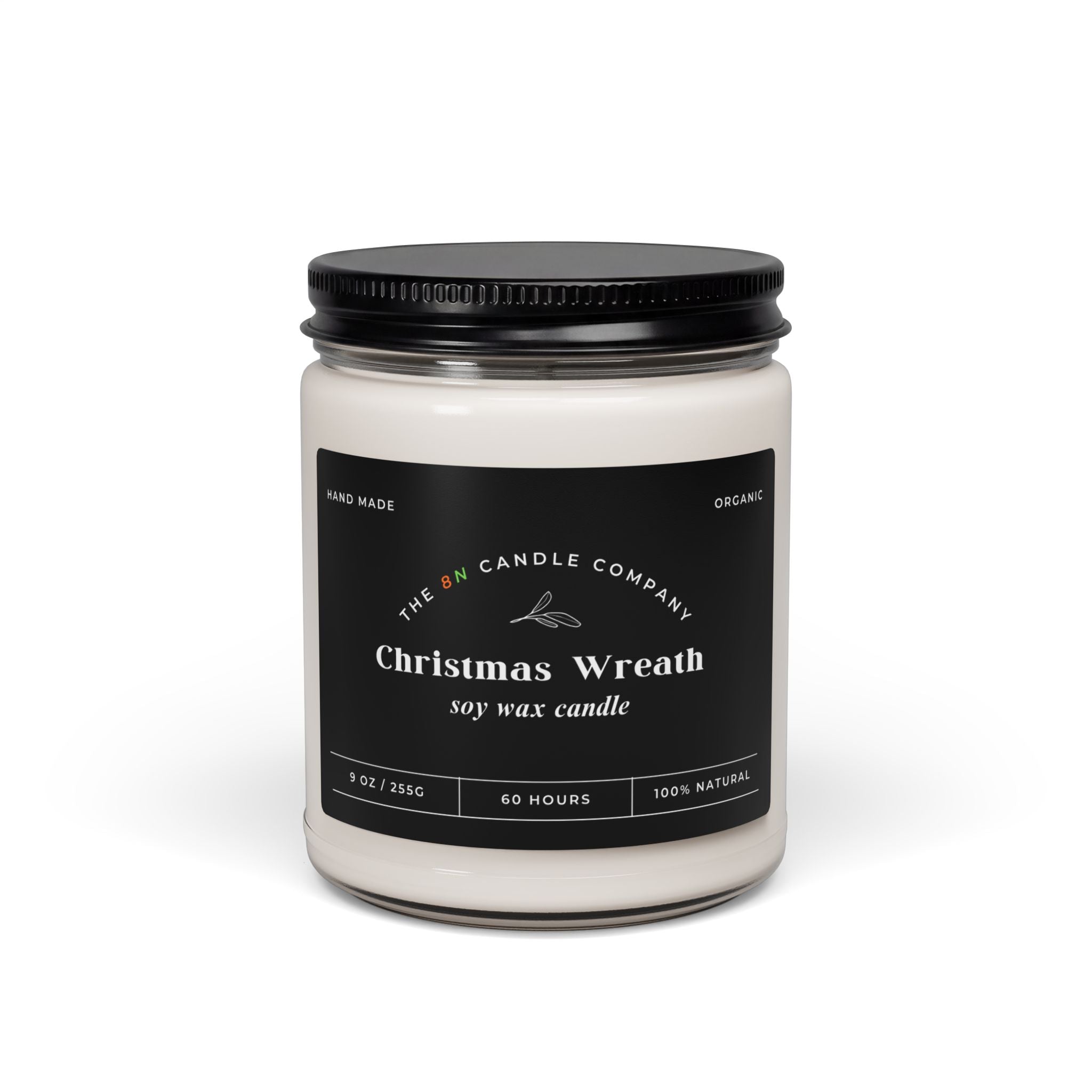 Christmas Wreath Soy Candle, 9oz | Scented Jar Candle
