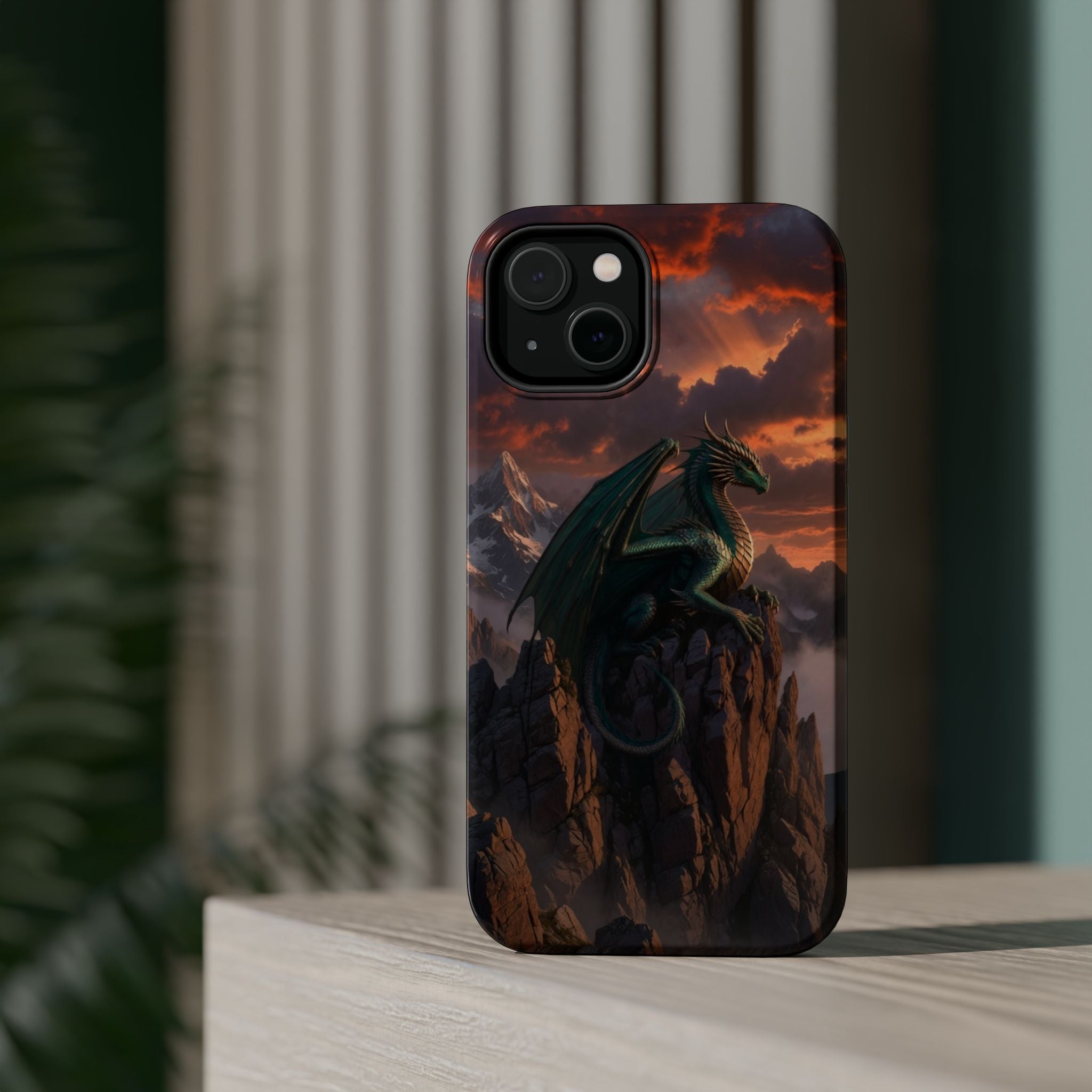 Green Dragon on Cliff phone case | Magnetic Impact-Resistant Case