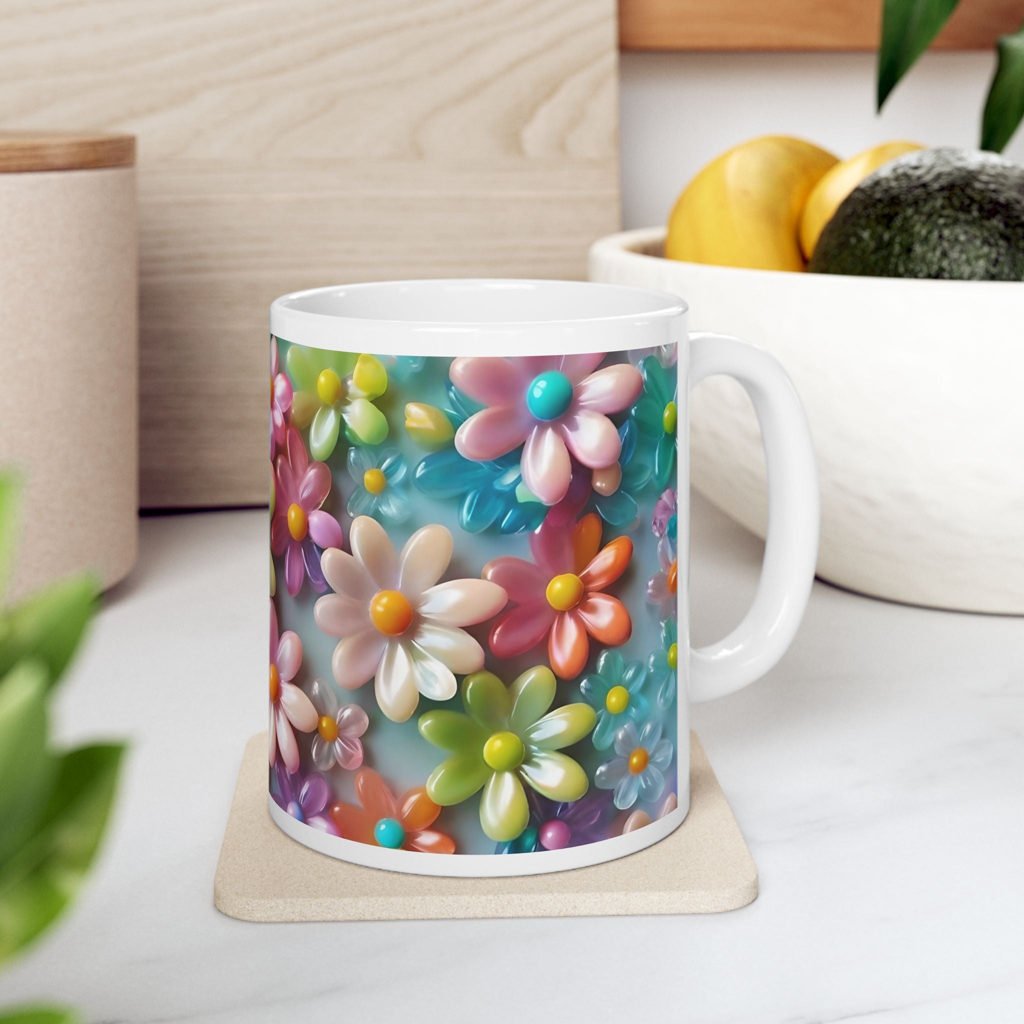 Colorful Daisy Ceramic Mug — Bright Floral Coffee Cup (11oz & 15oz)
