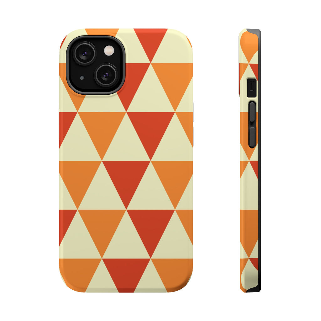 Retro Orange Triangle Pattern Phone Case | Geometric Magnetic Impact Case
