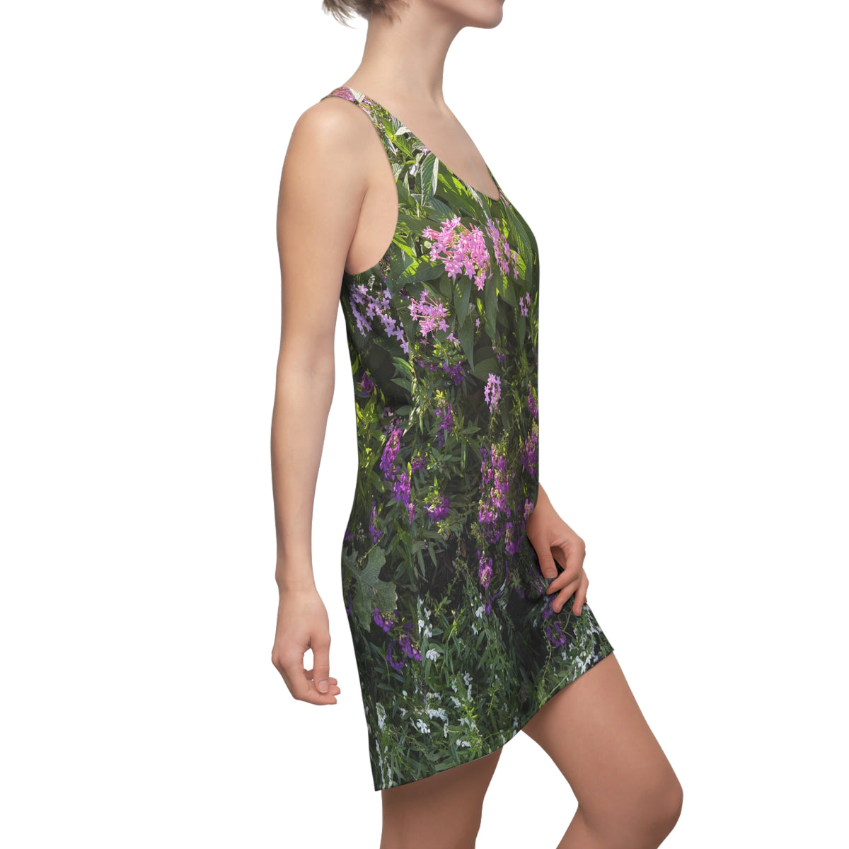 Purple Floral Botanical Racerback Dress | All Over Print