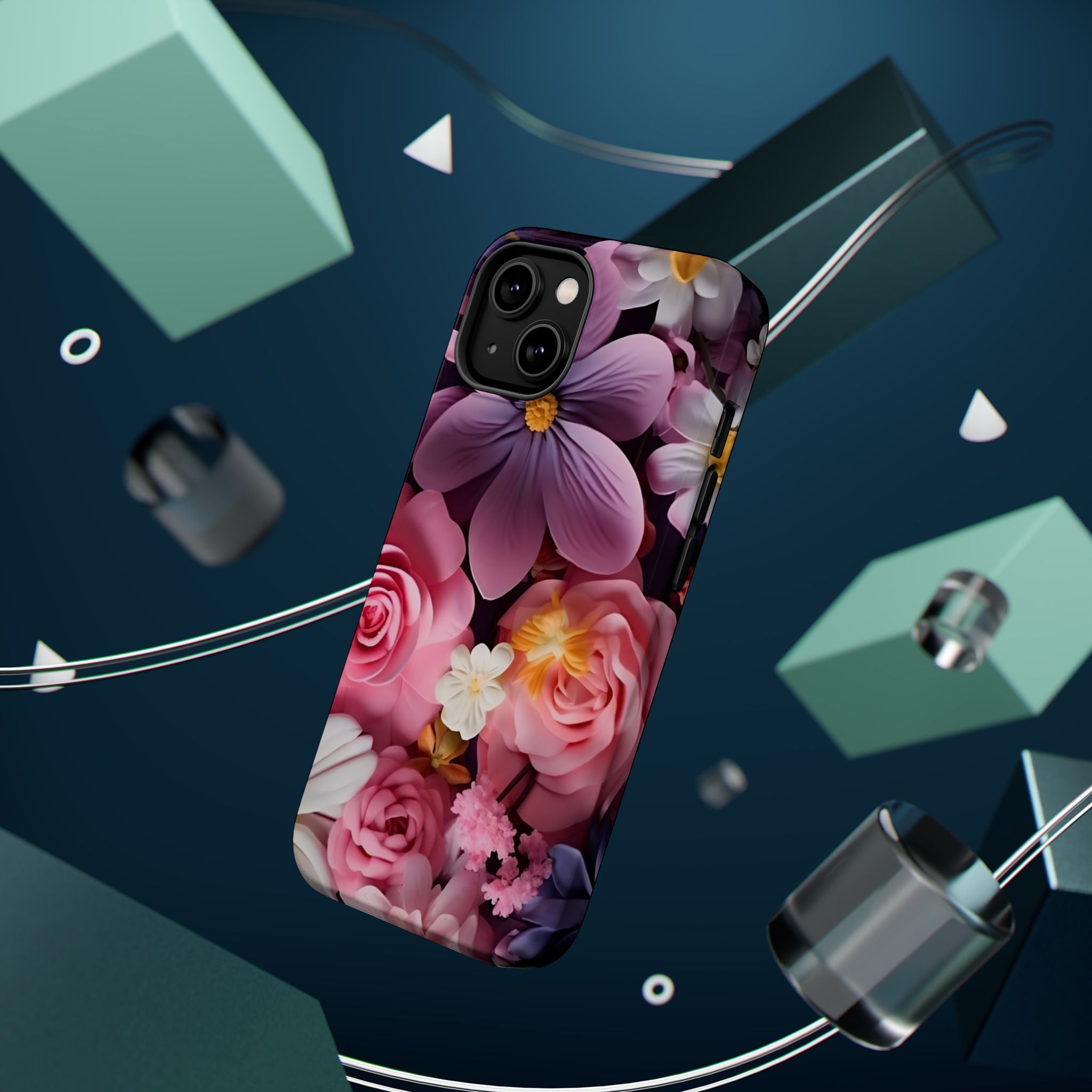 Pink Floral Phone Case | iPhone Magnetic Impact-Resistant Case