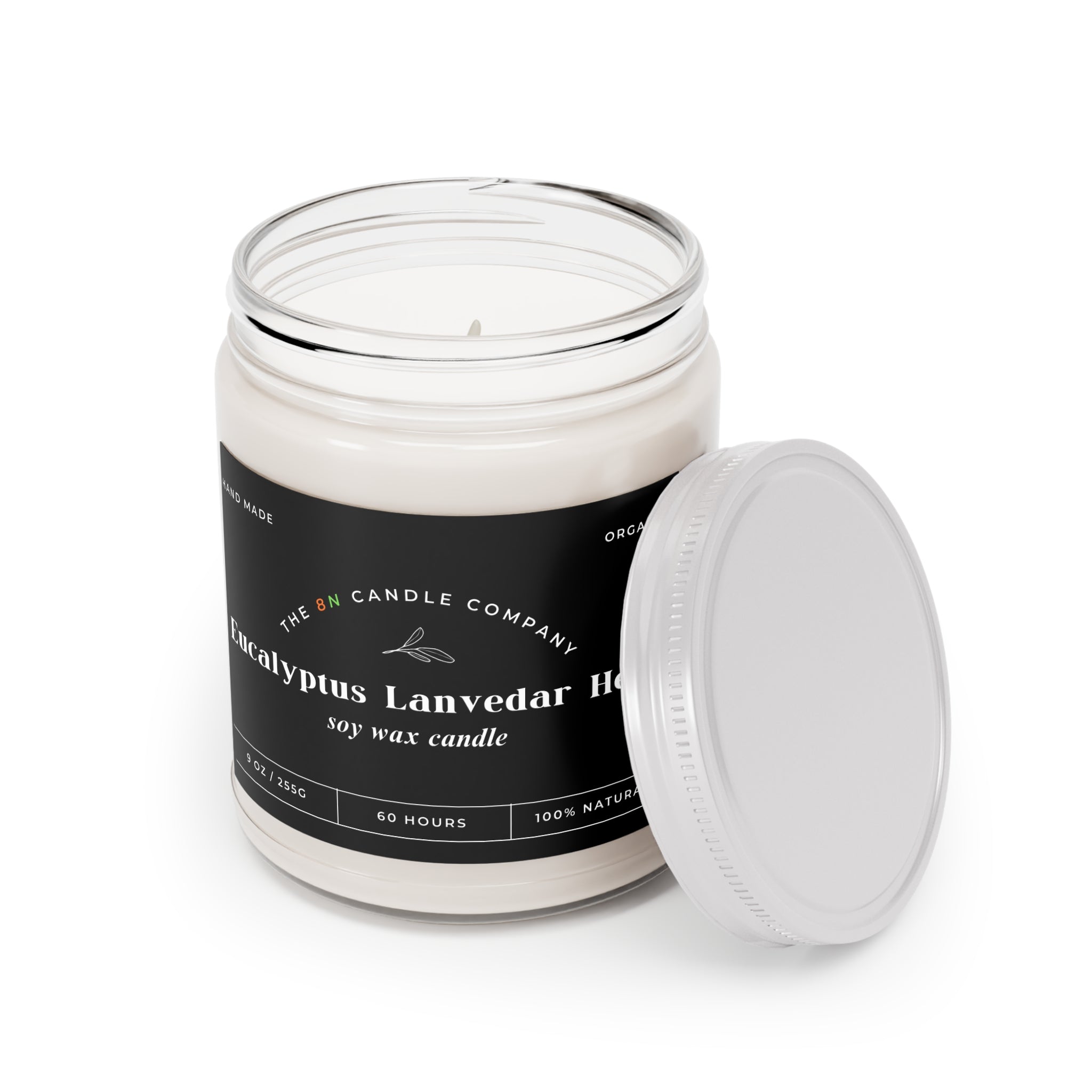 Eucalyptus Lavender Herb Candle 9oz Soy Wax Jar | White Lid